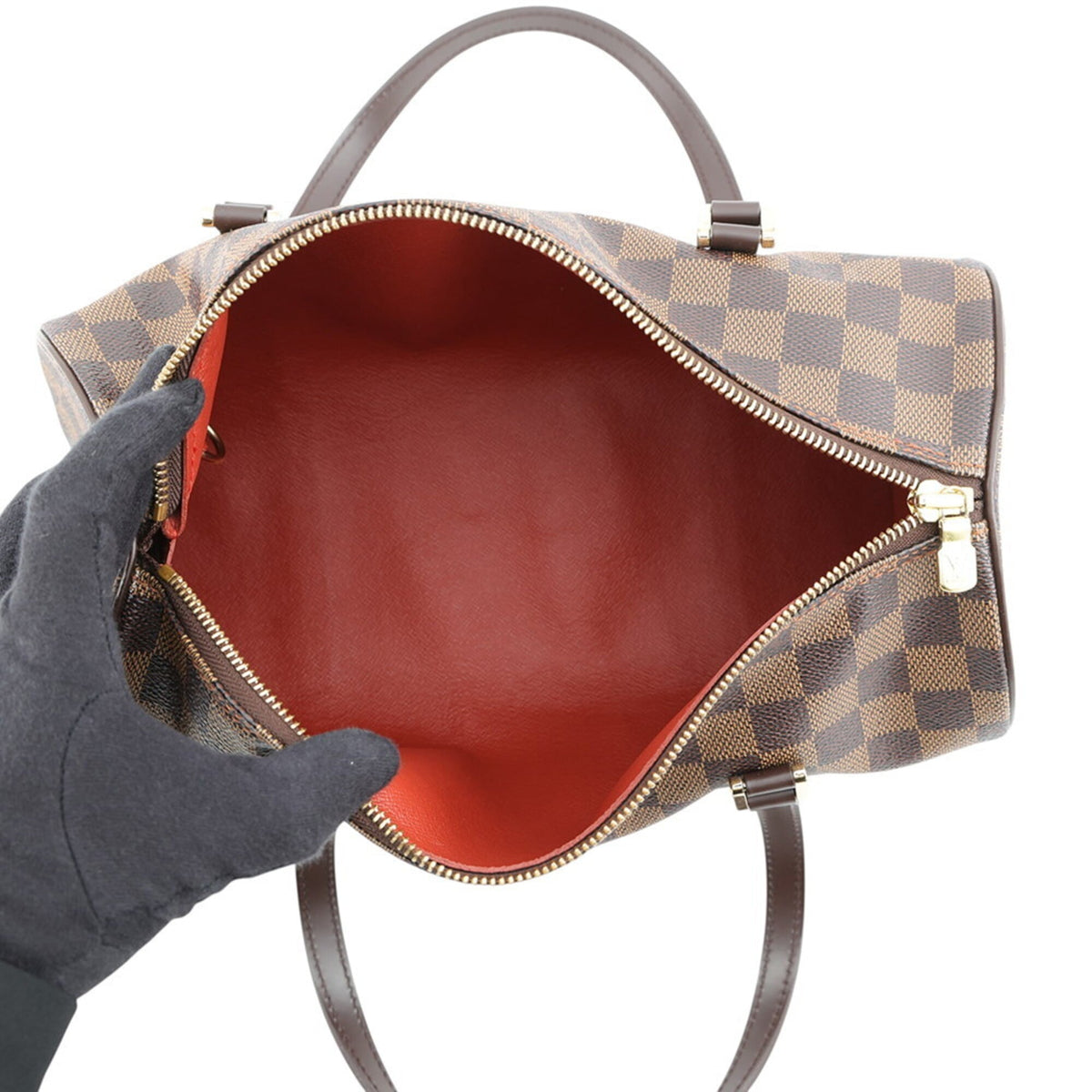 Louis Vuitton Damier Damier Canvas Ebene Red Color Handbag (Pre-Owned)