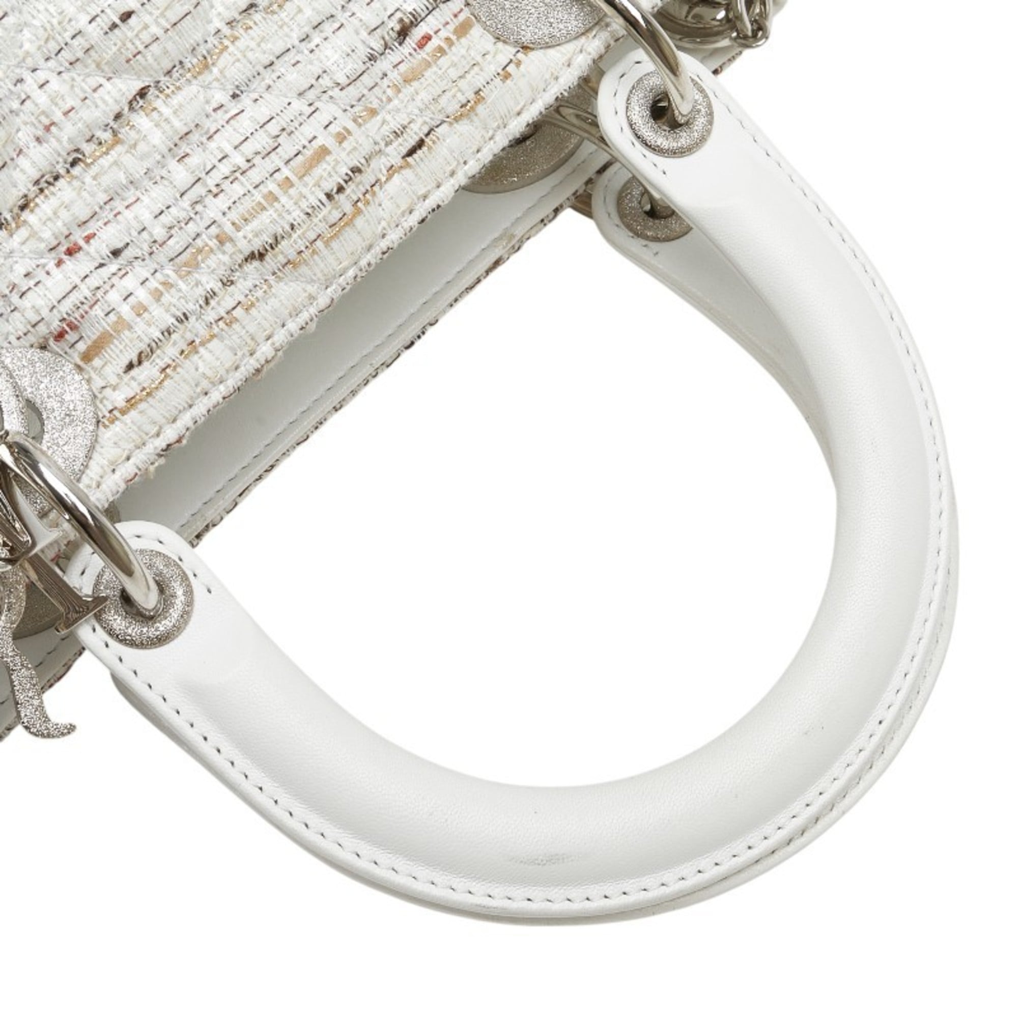 Christian Dior Multi-Color White Canvas Leather Handbag (Pre-Owned)