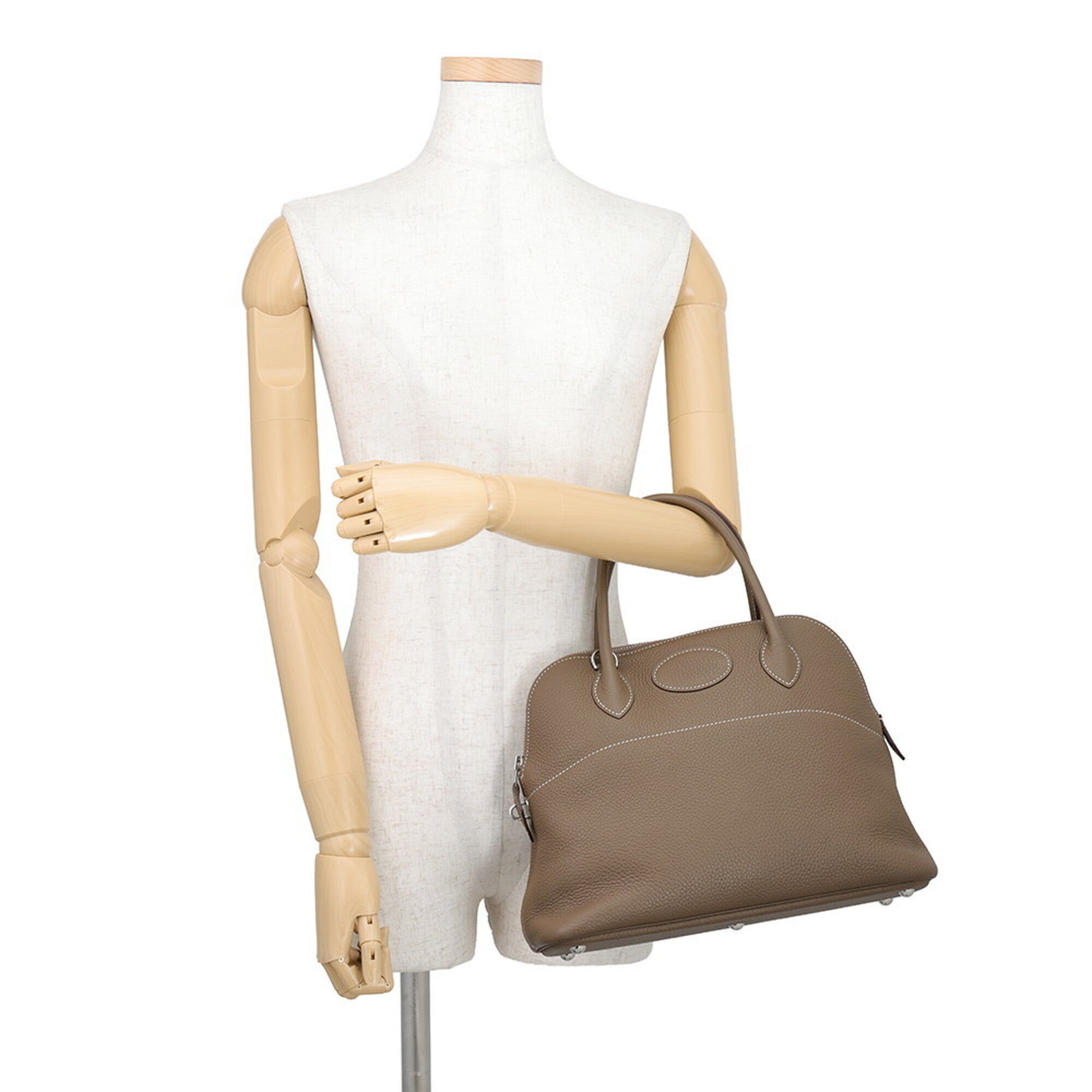 Hermes Etoupe Gray Taurillon Clemence Leather Handbag Shoulder Bag (Pre-Owned)