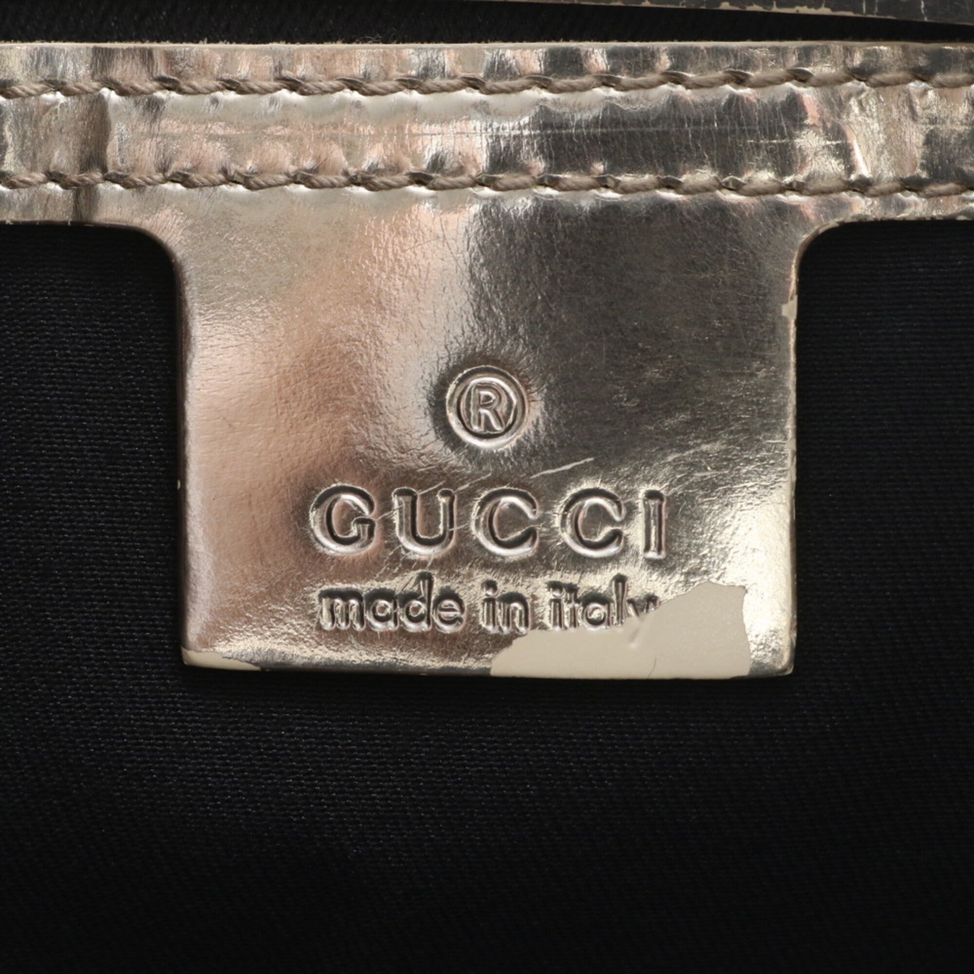 Gucci Beige Cream Silver Gg Supreme Leather Handbag (Pre-Owned)
