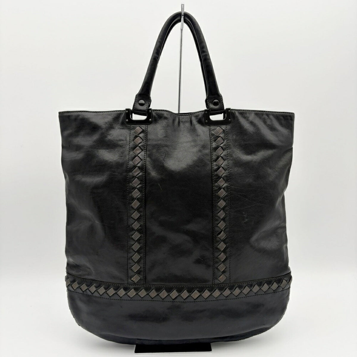 Bottega Veneta Black Leather Metal Mesh Tote Bag (Pre-Owned)