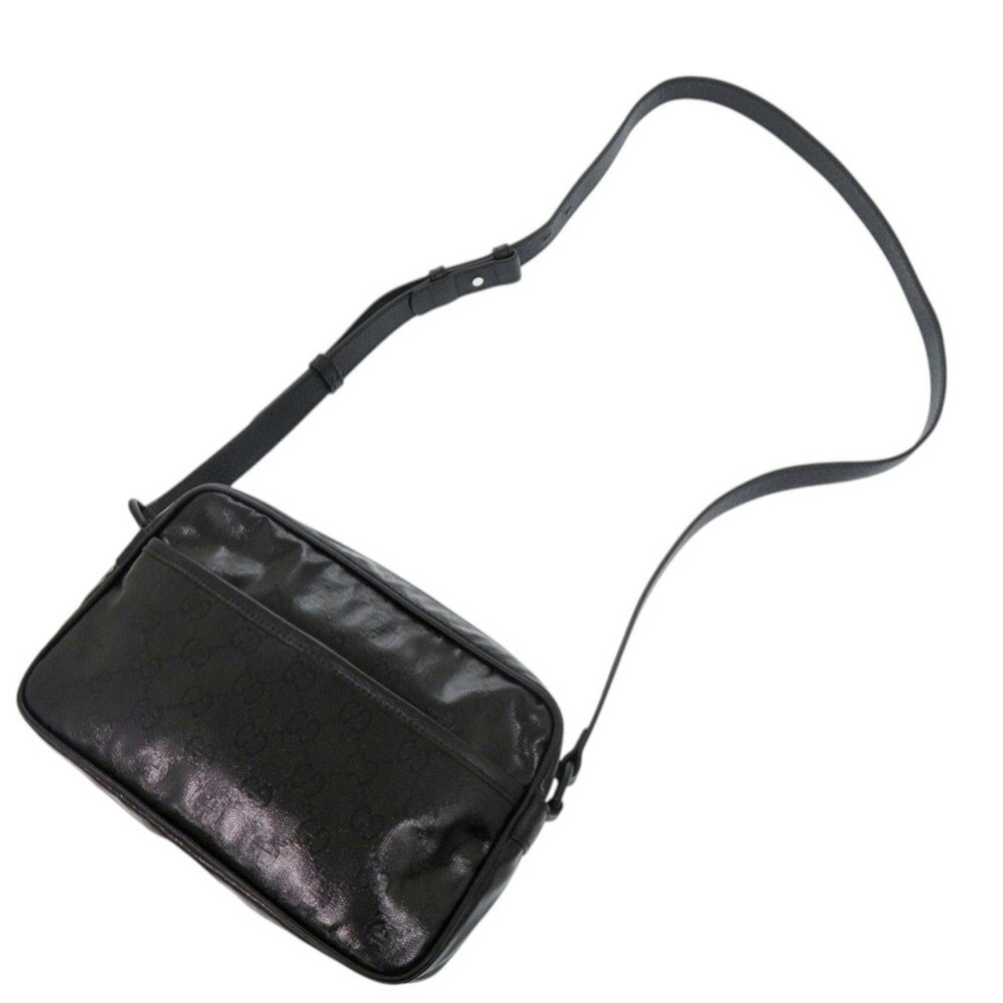Gucci Black Gg Crystal Leather Shoulder Bag (Pre-Owned)