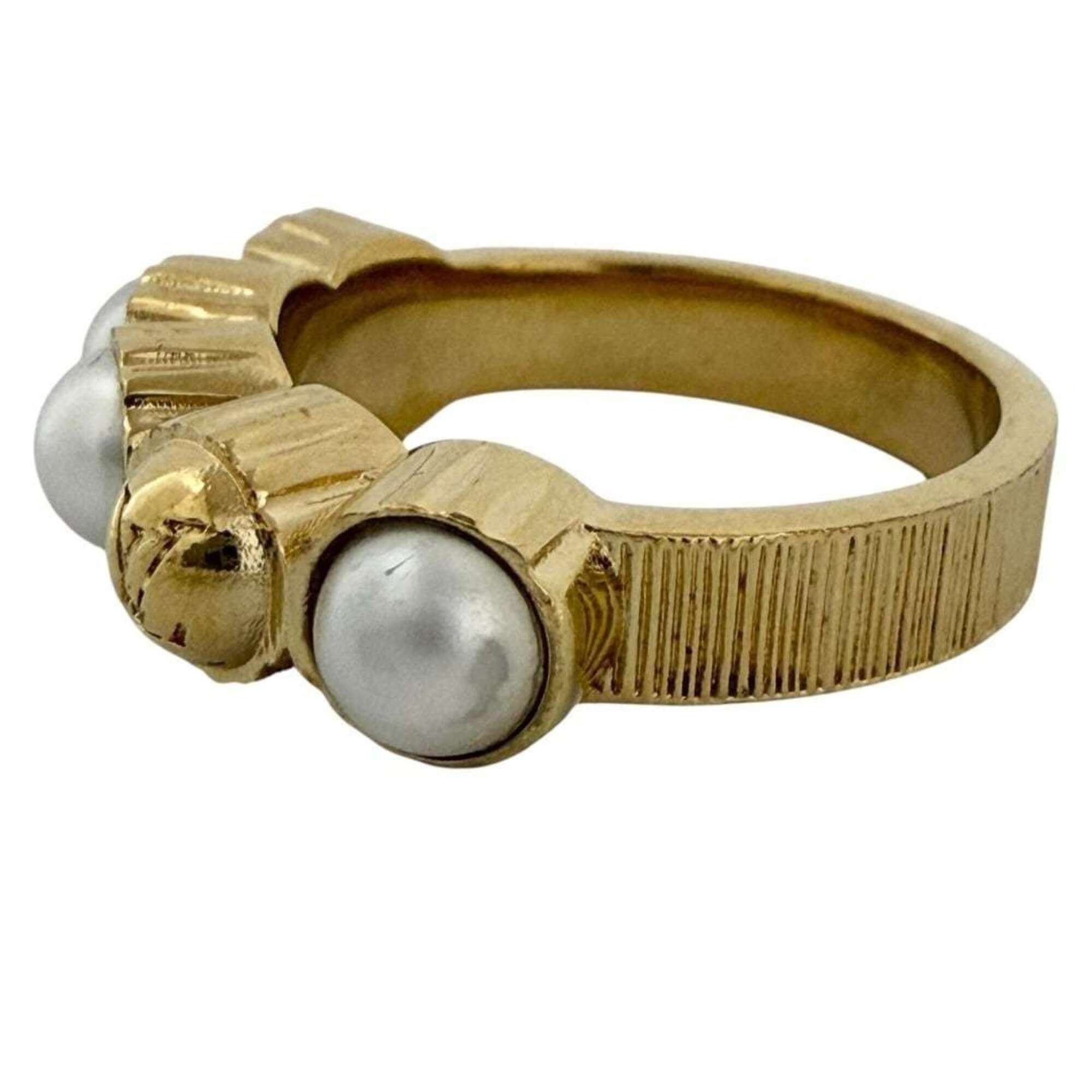 Louis Vuitton Artificial Pearl Metal Band Ring (Pre-Owned)