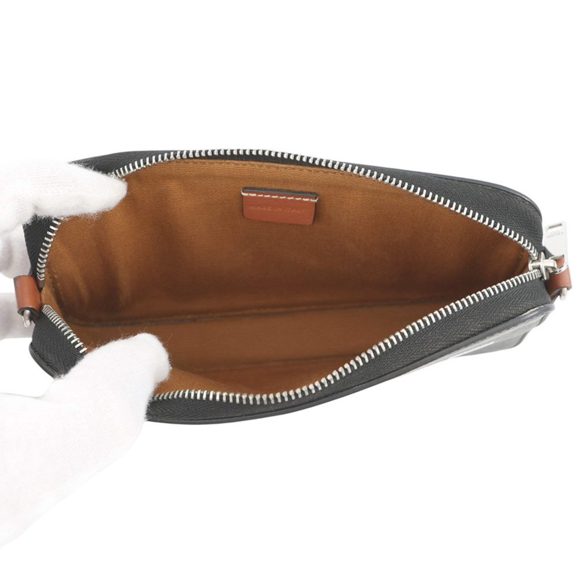 Celine Brown Dark Brown Pvc Leather Handbag Pouch Shoulder Bag (Pre-Owned)