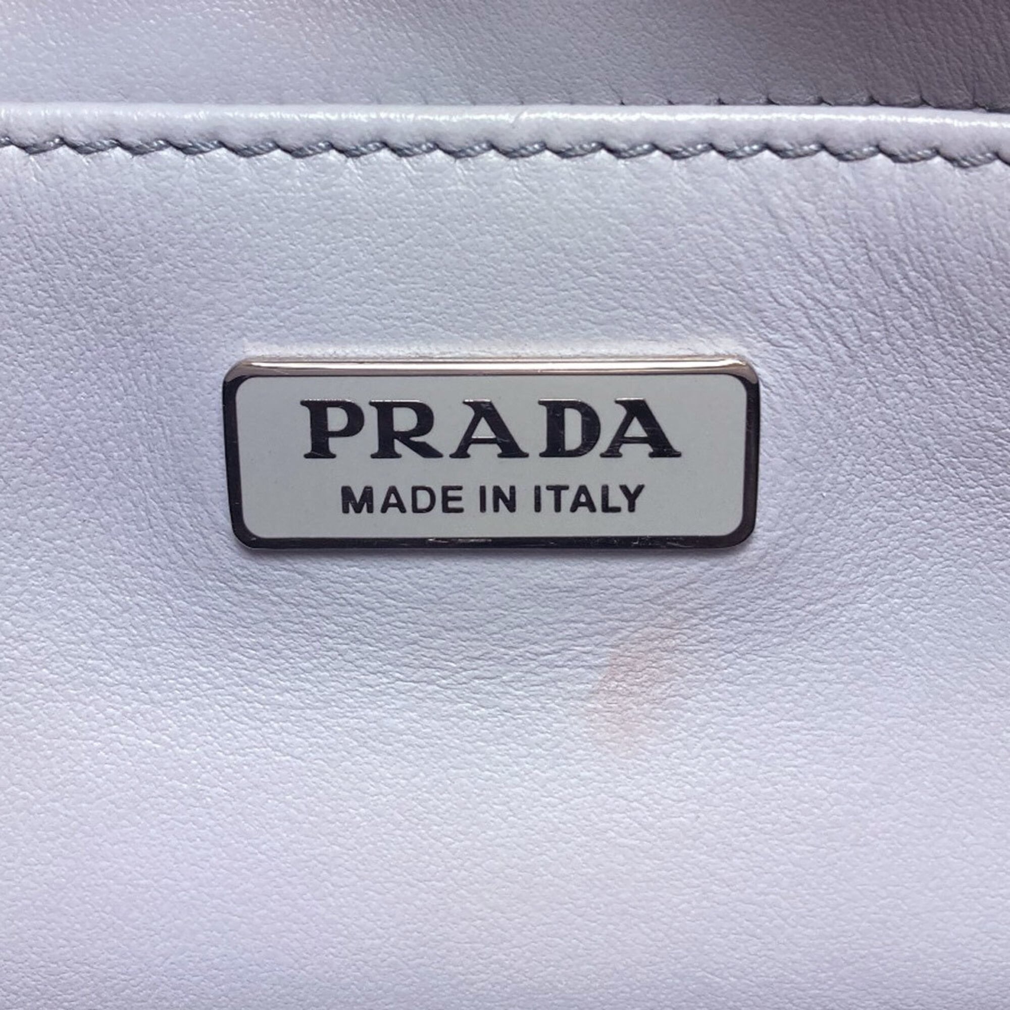 Prada Gray Leather Shoulder Bag (Pre-Owned)