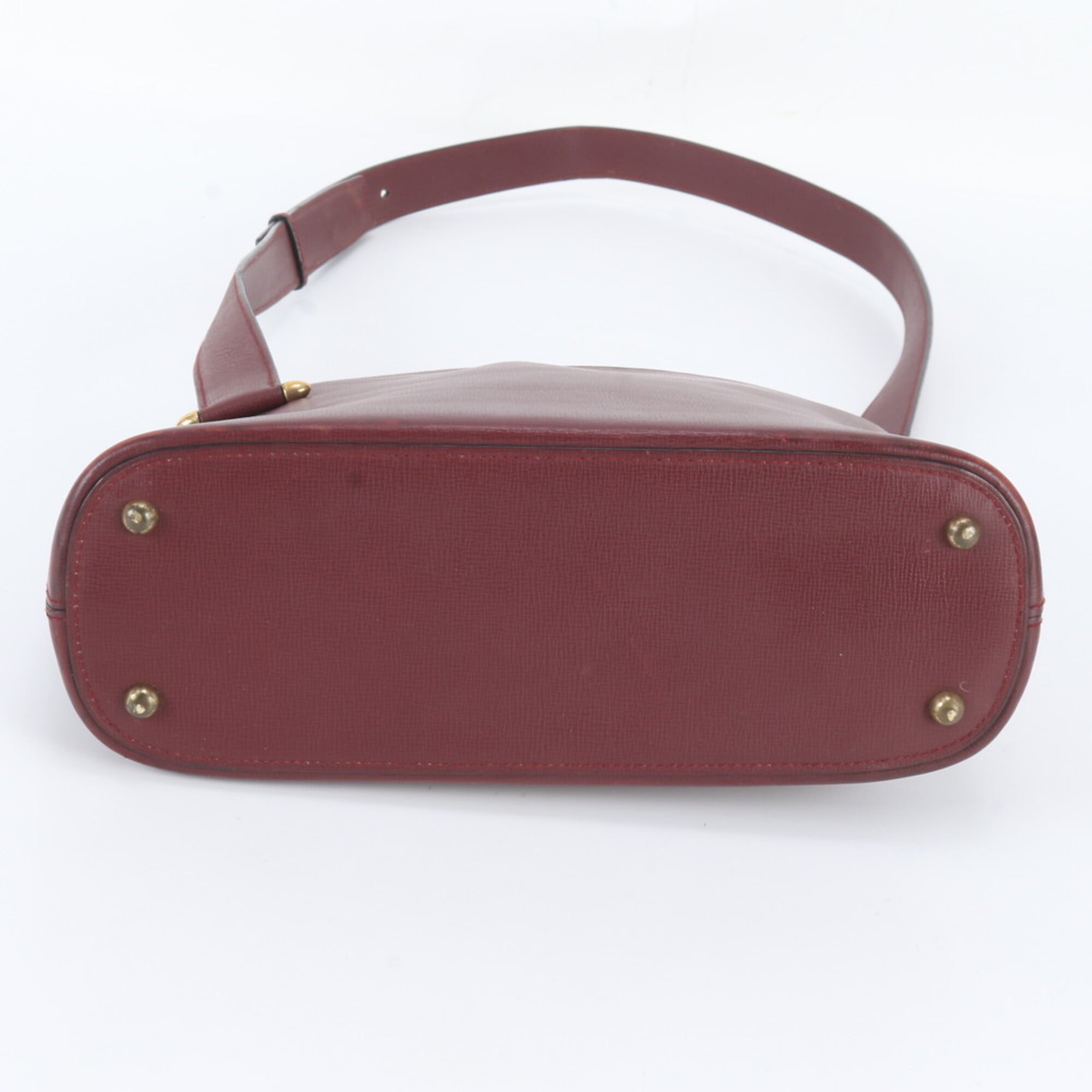 Cartier Wine Red Leather Handbag Shoulder Bag (Pre-Owned)