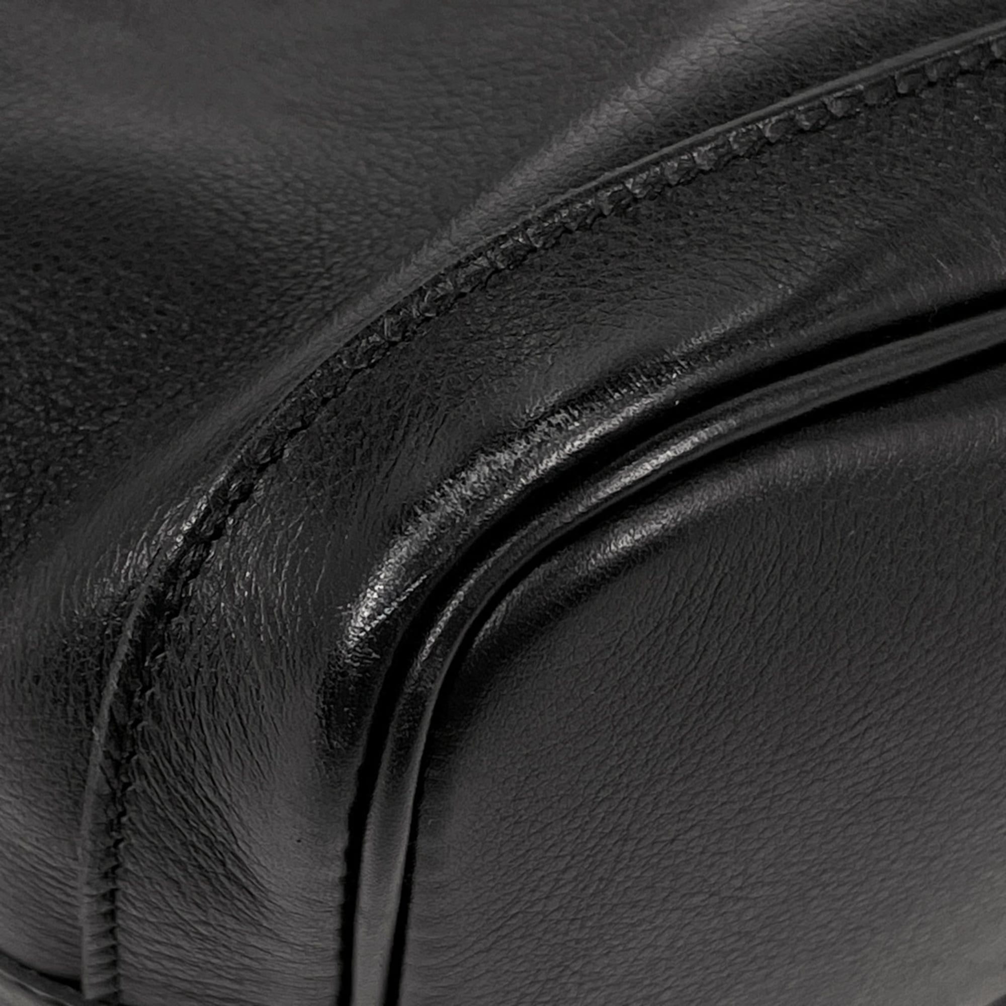 Hermes Garden Black Swift Leather Handbag Tote Bag (Pre-Owned)