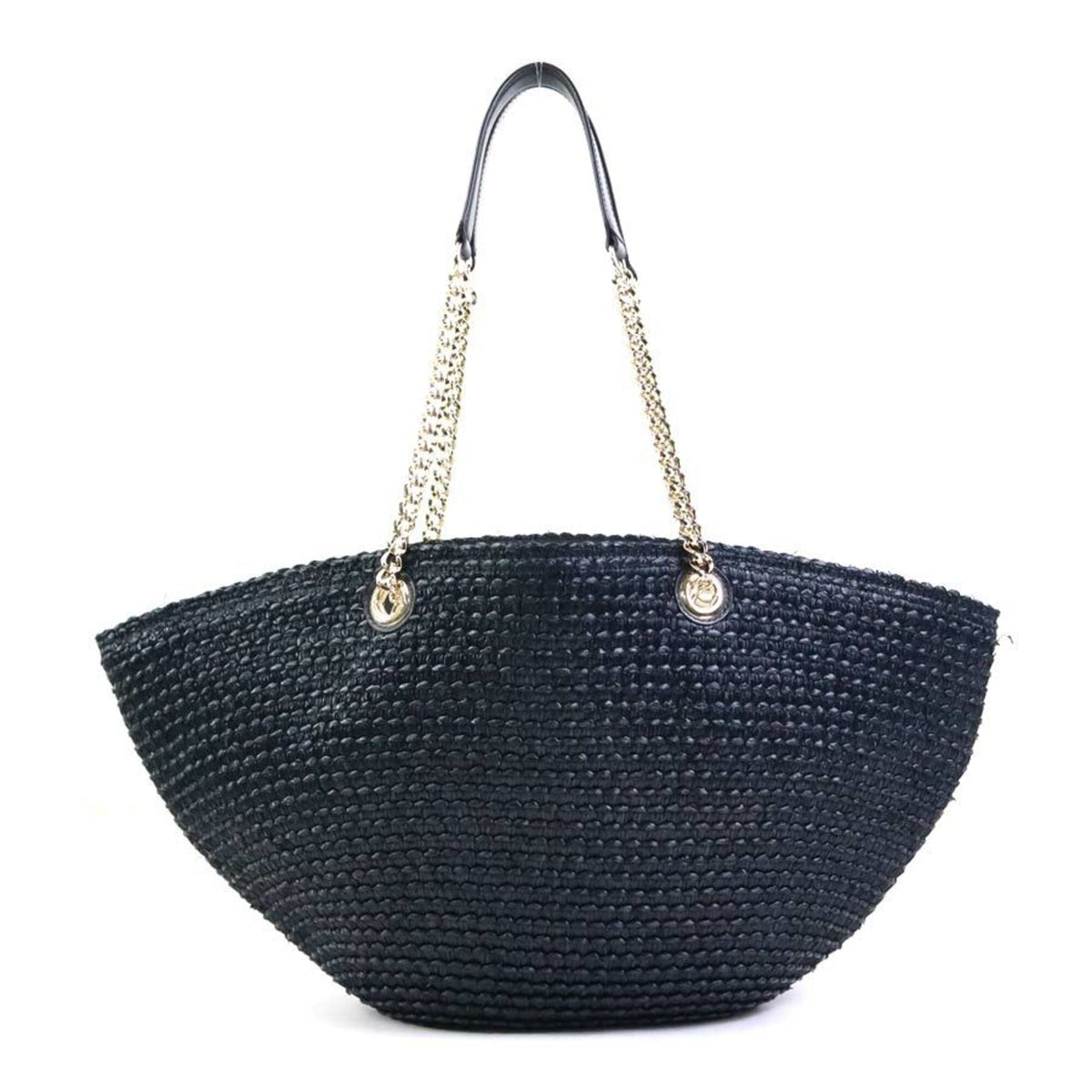 Jimmy Choo Black Raffia Leather Shoulder Bag (Pre-Owned)