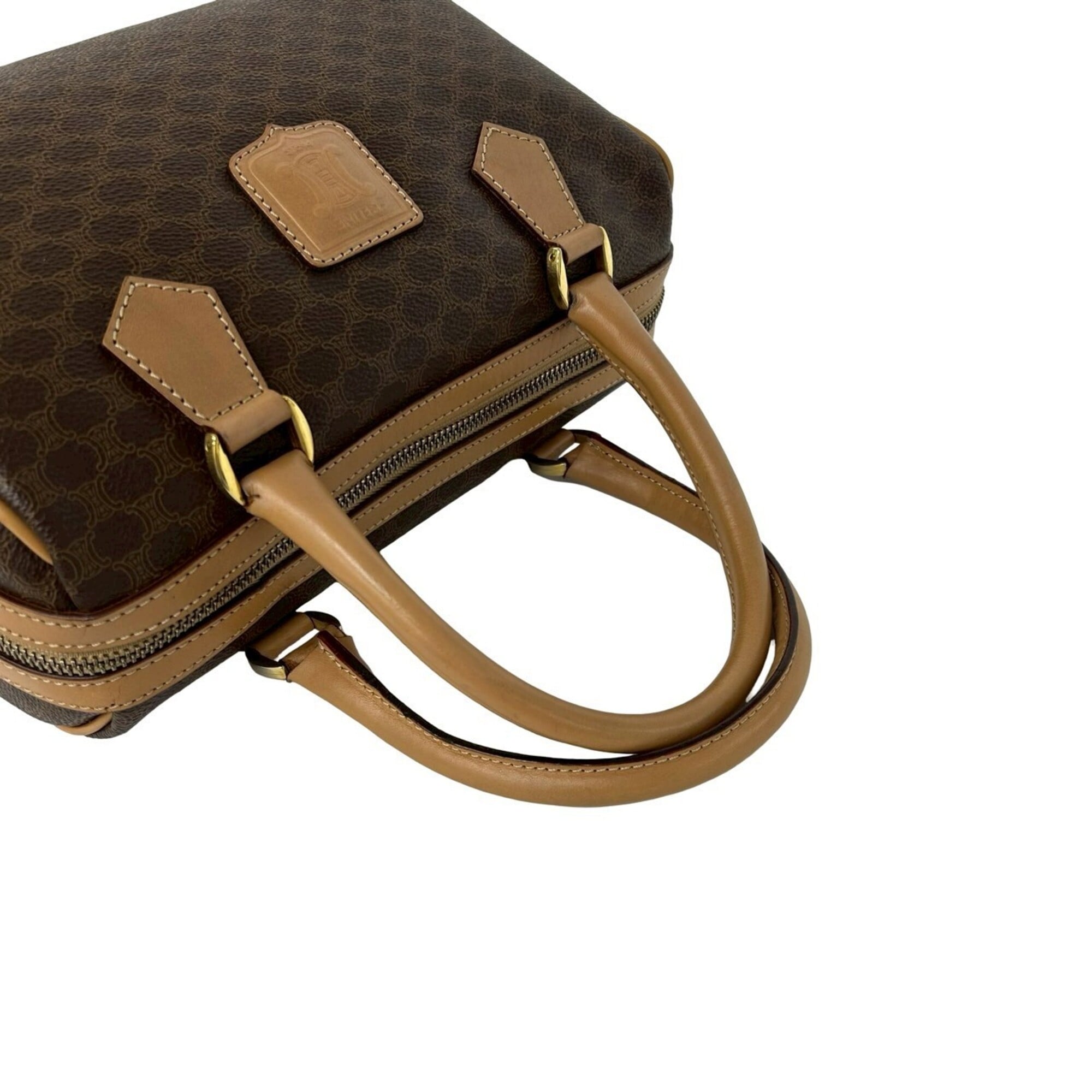 Celine Brown Leather Pvc Boston Bag Handbag (Pre-Owned)