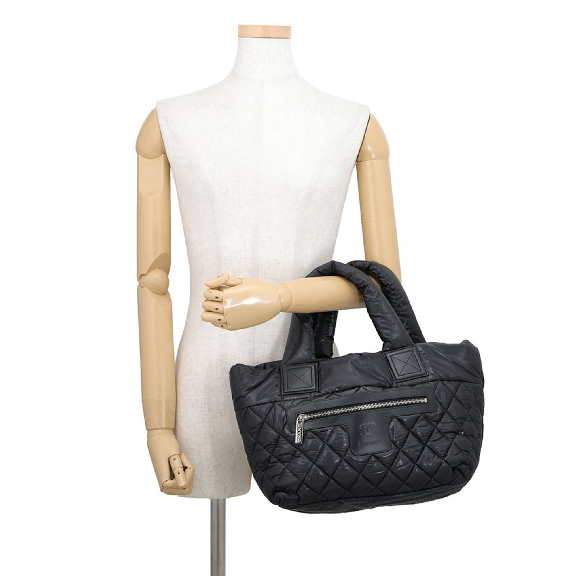 Chanel Black Nylon Handbag Tote Bag (Pre-Owned)