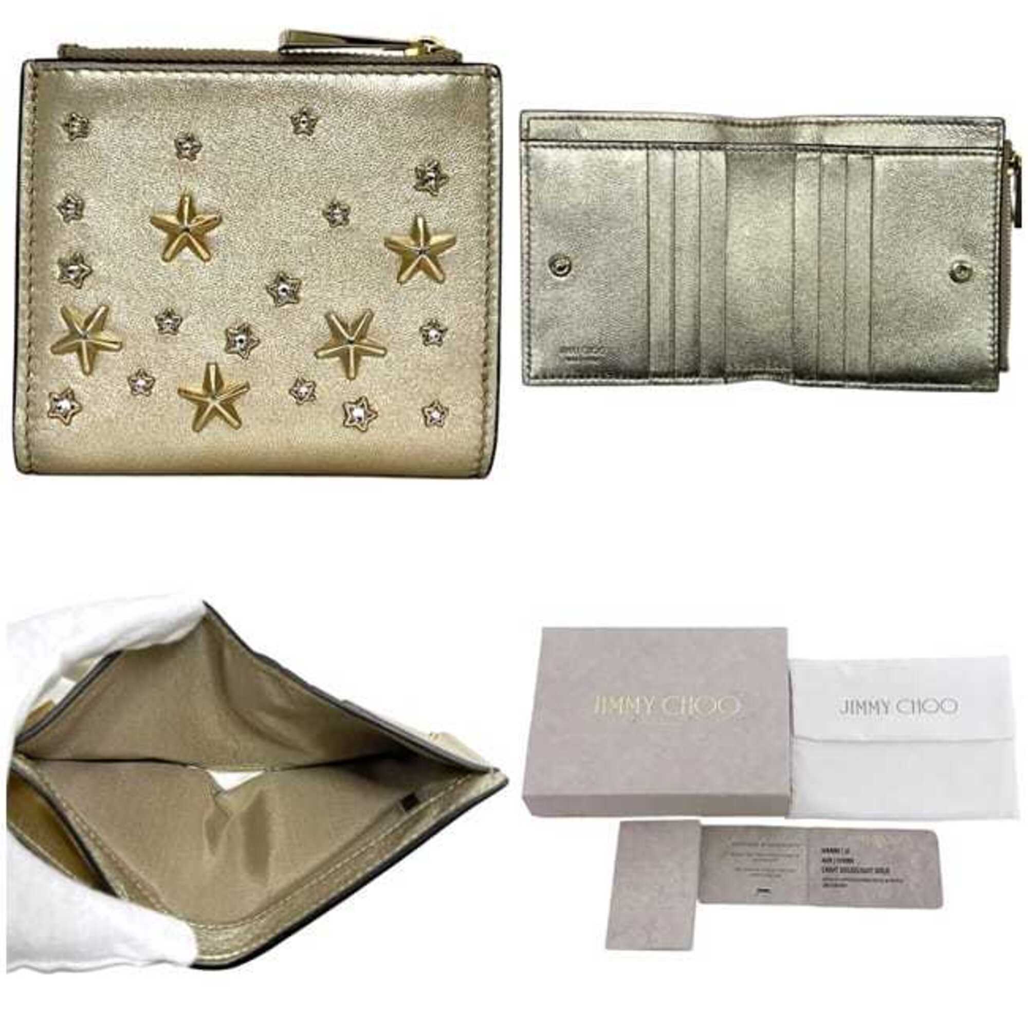 Jimmy Choo Gold Leather Wallet (Bi-Fold) (Pre-Owned)