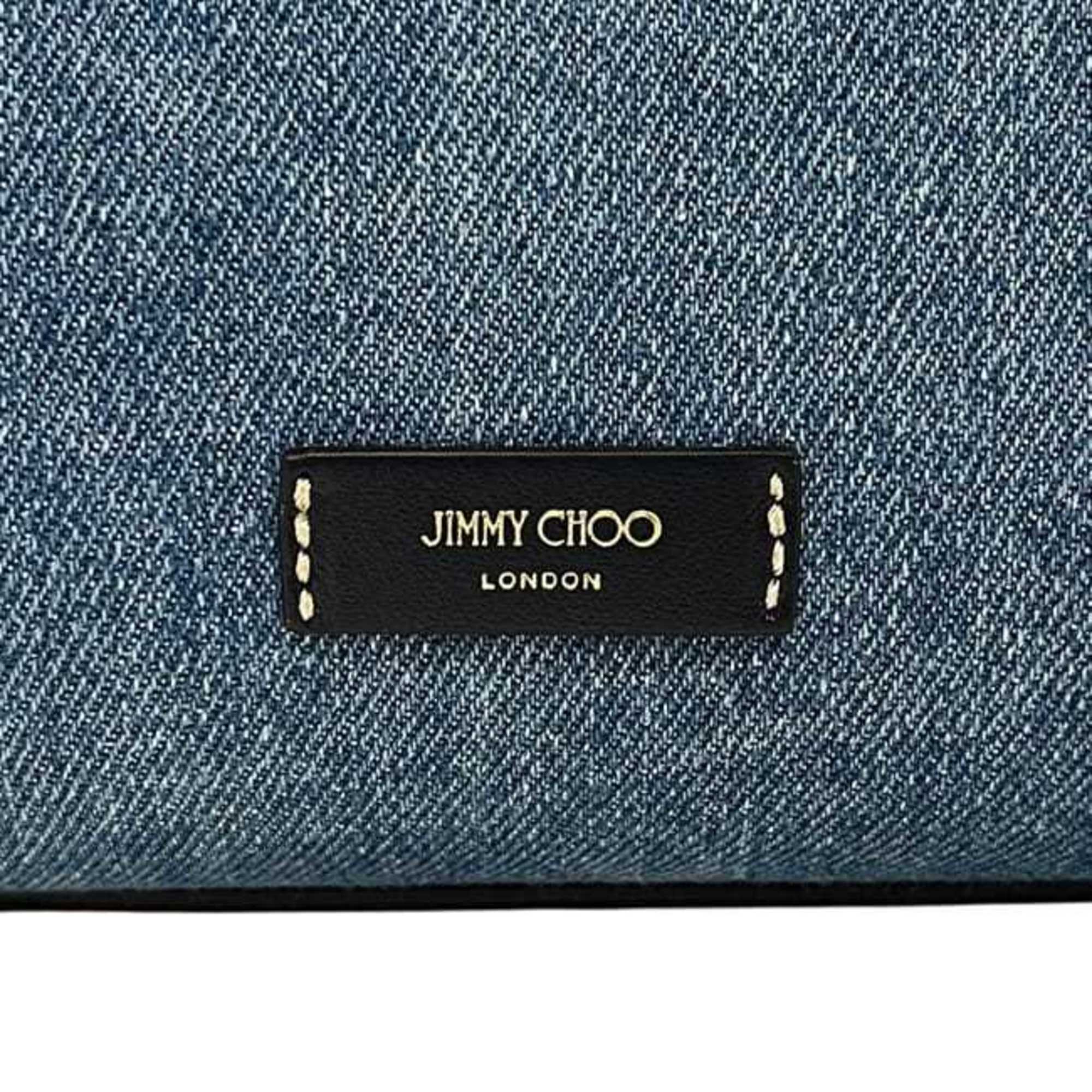 Jimmy Choo Blue Navy Denim Leather Handbag Shoulder Bag (Pre-Owned)