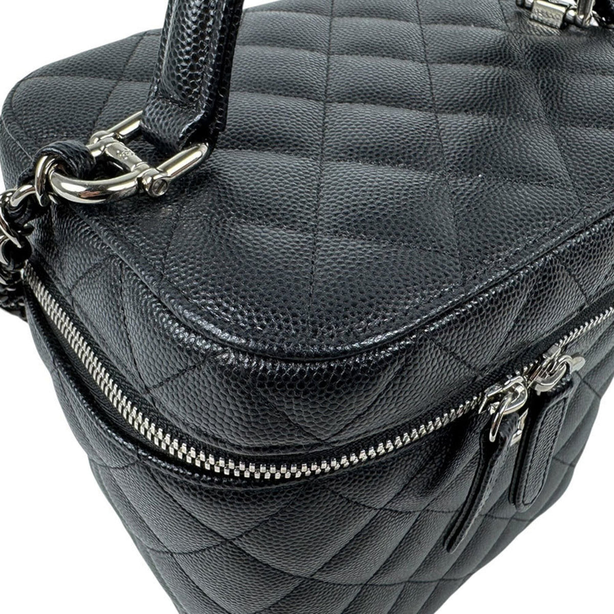 Chanel Black Grained Calfskin Shoulder Bag Vanity Bag (Pre-Owned)