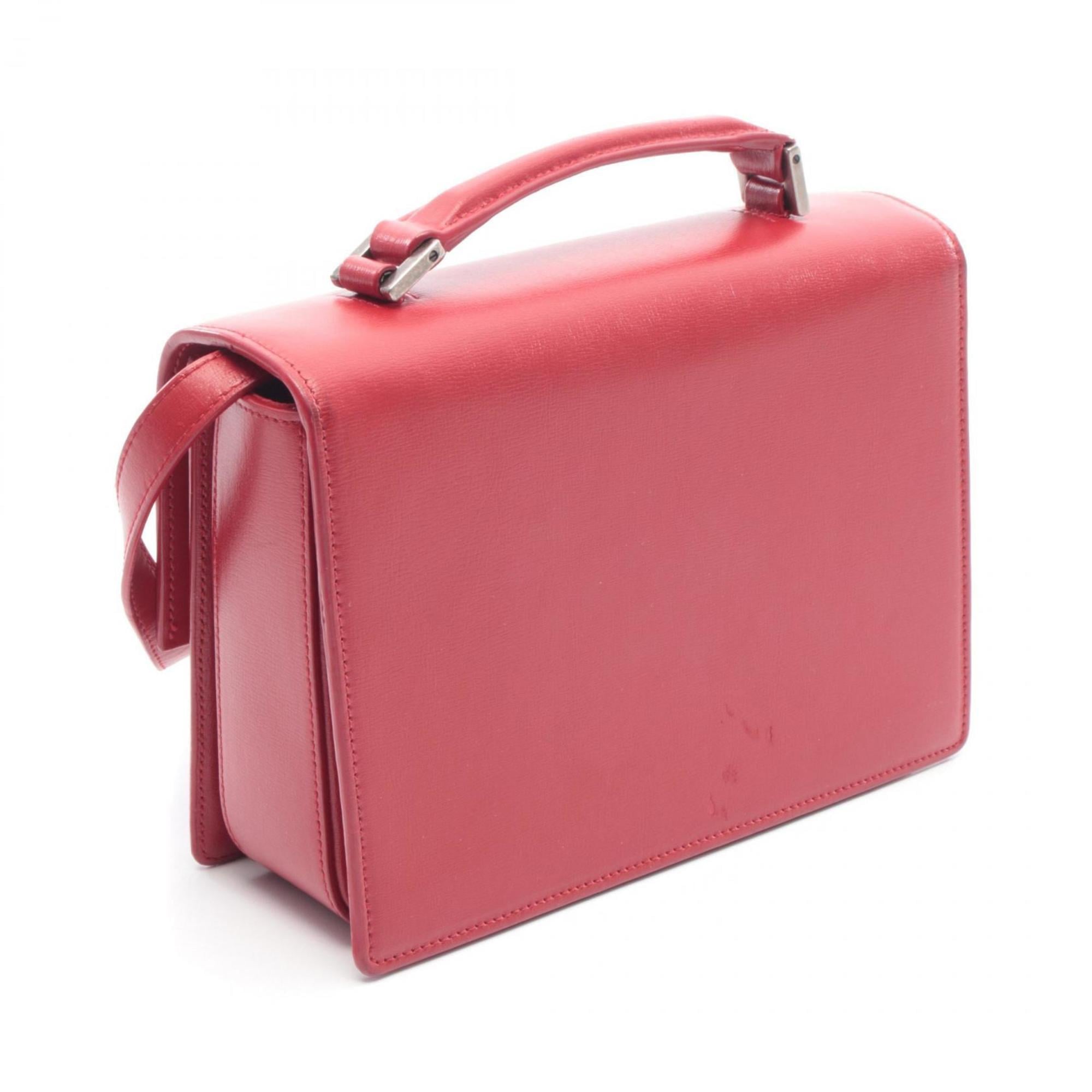 Yves Saint Laurent Red Color Leather Handbag Shoulder Bag (Pre-Owned)