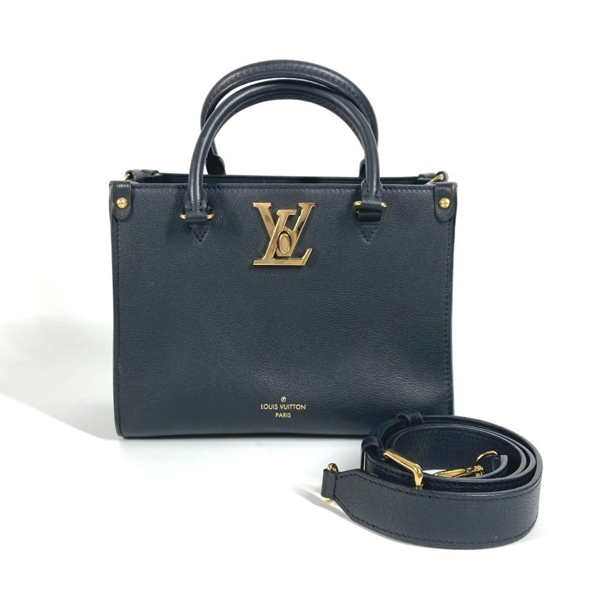 Louis Vuitton Black Noir Leather Handbag Shoulder Bag Tote Bag (Pre-Owned)