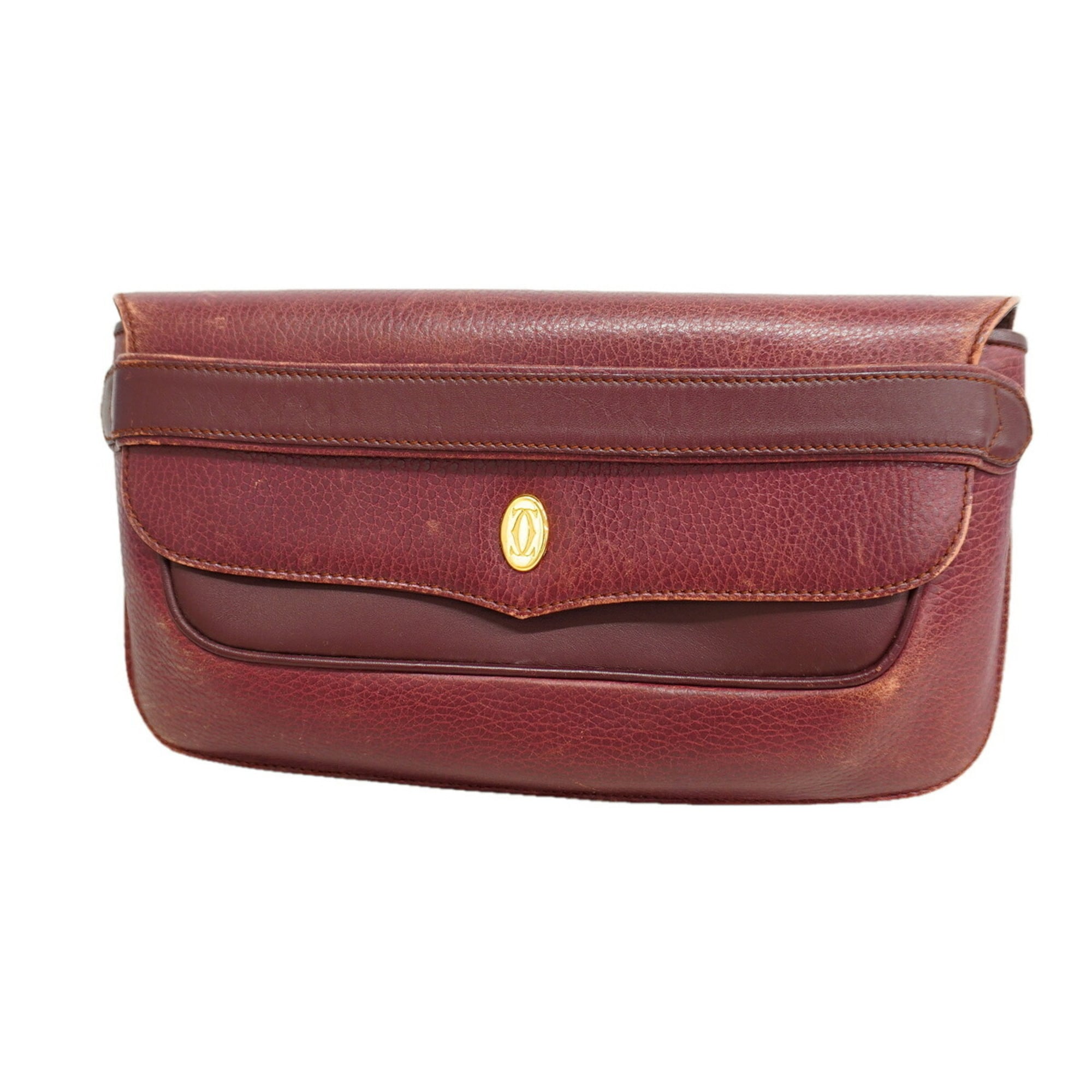 Cartier Bordeaux Leather Clutch Bag (Pre-Owned)