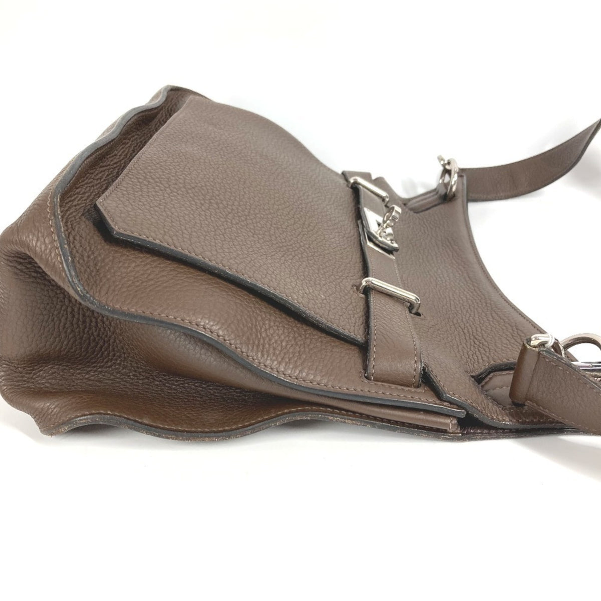 Hermes Jypsiere Dark Brown Taurillon Clemence Leather Shoulder Bag (Pre-Owned)