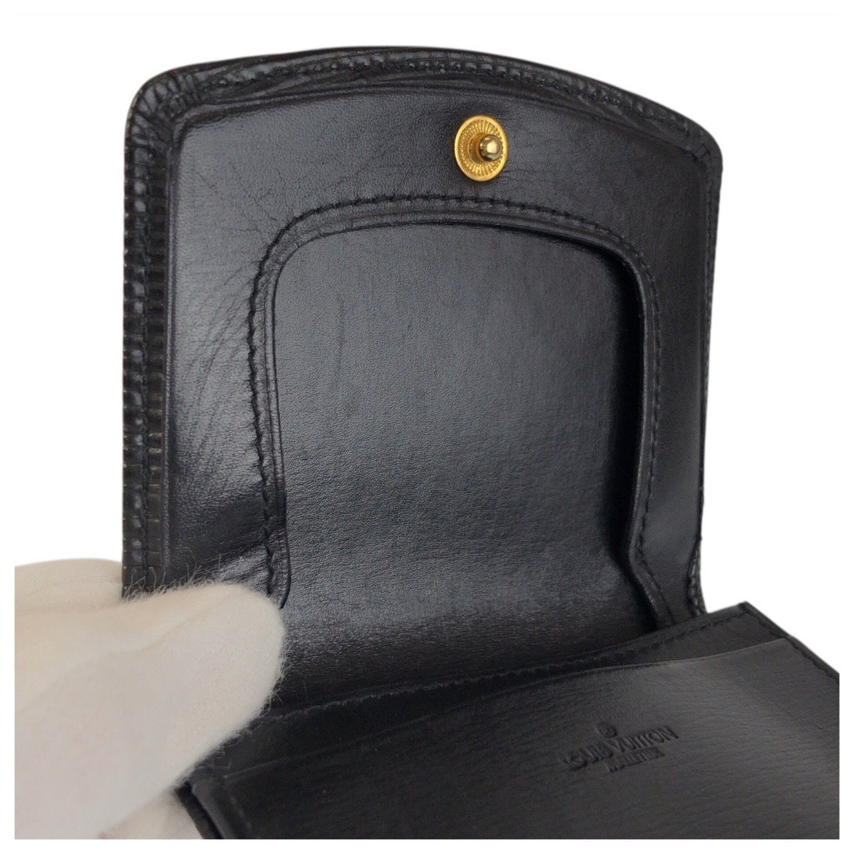 Louis Vuitton Black Leather Coin Purse/Coin Case (Pre-Owned)