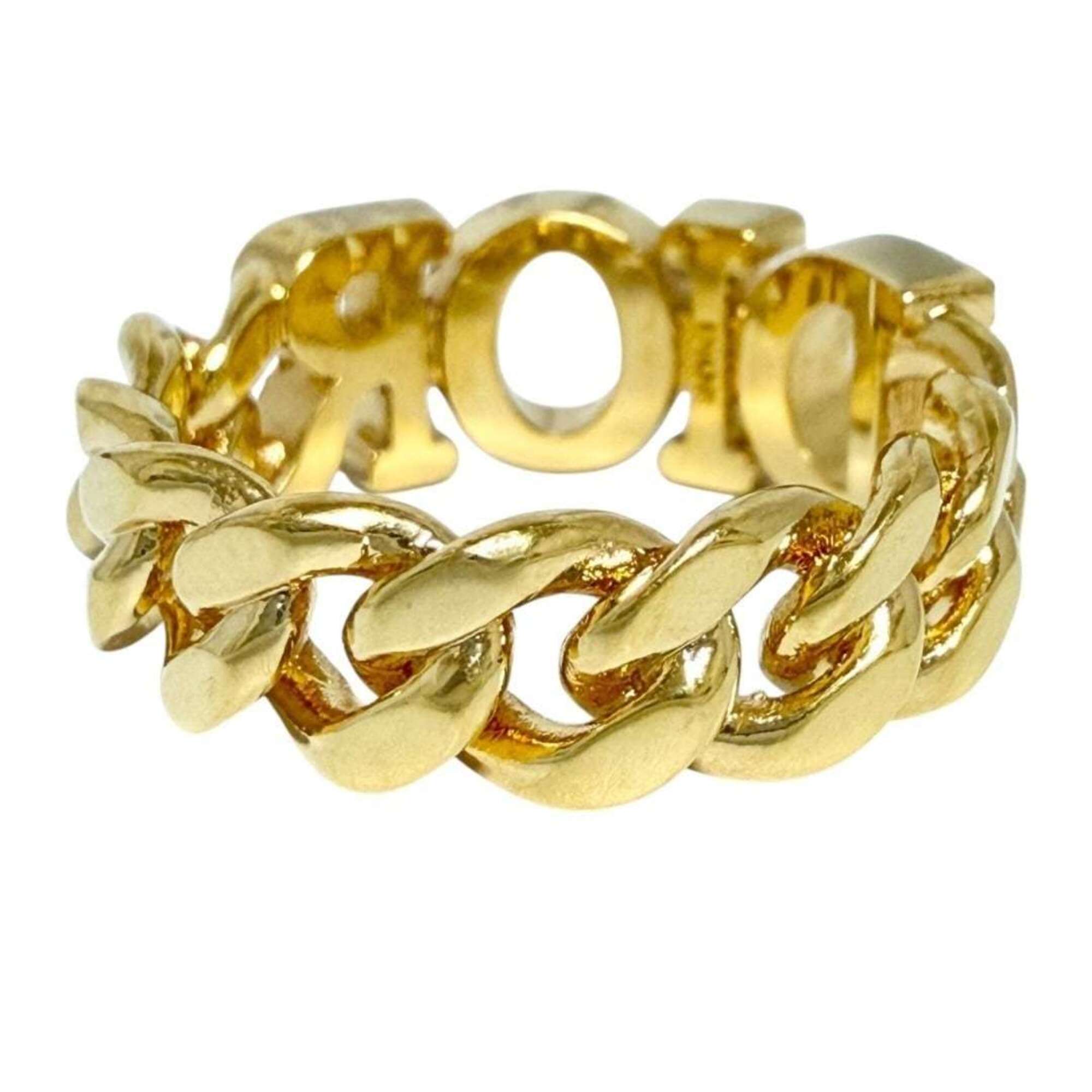 Christian Dior Metal Rhinestone Band Ring (Pre-Owned)