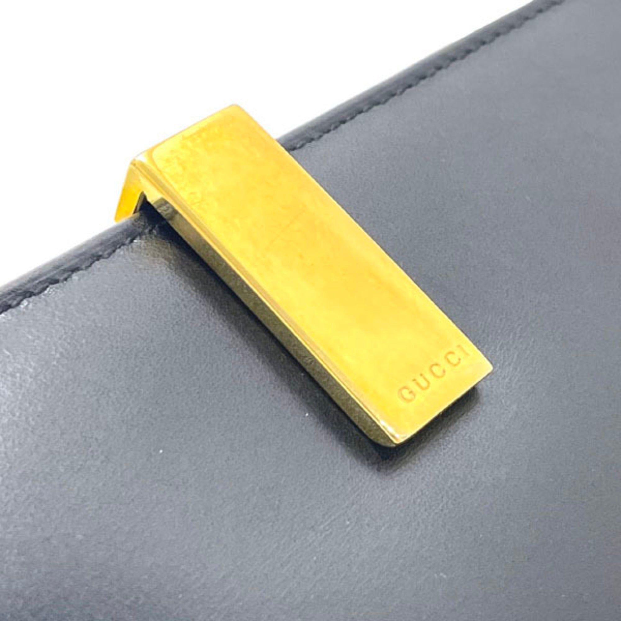 Gucci Black Leather Long Wallet (Bi-Fold) (Pre-Owned)