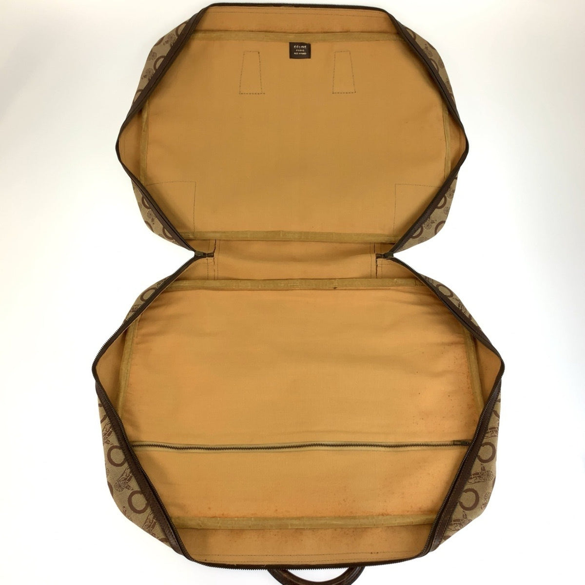 Celine Brown Canvas Boston Bag Handbag (Pre-Owned)