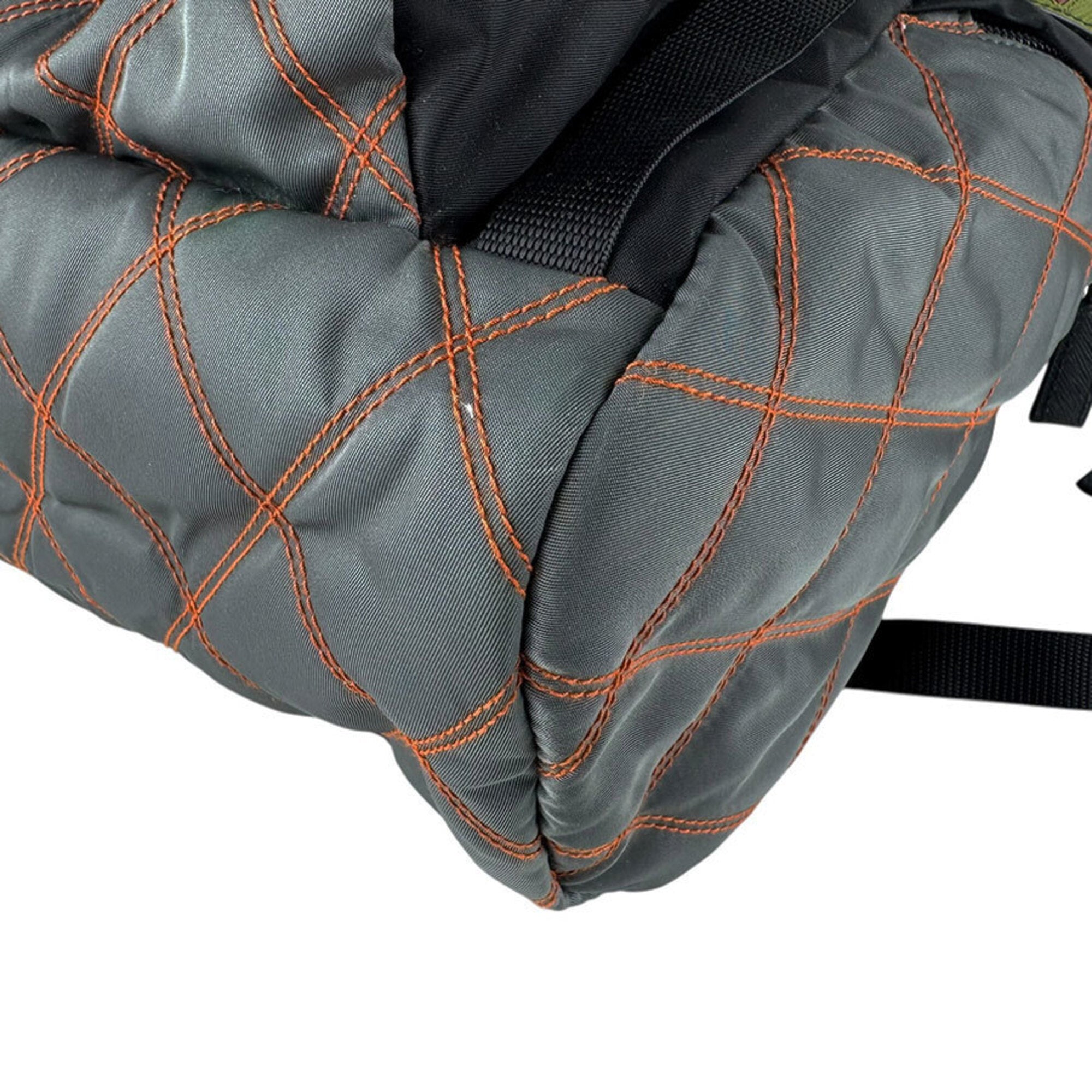 Prada Black Multi-Color Nylon Leather Backpack (Pre-Owned)