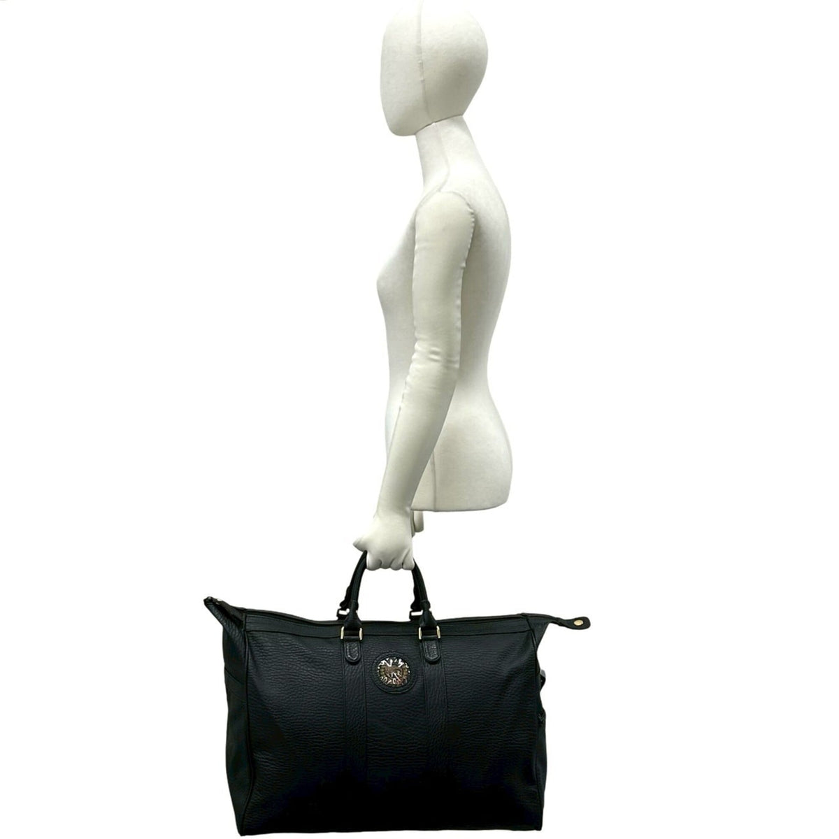 Burberry Black Leather Boston Bag Handbag (Pre-Owned)