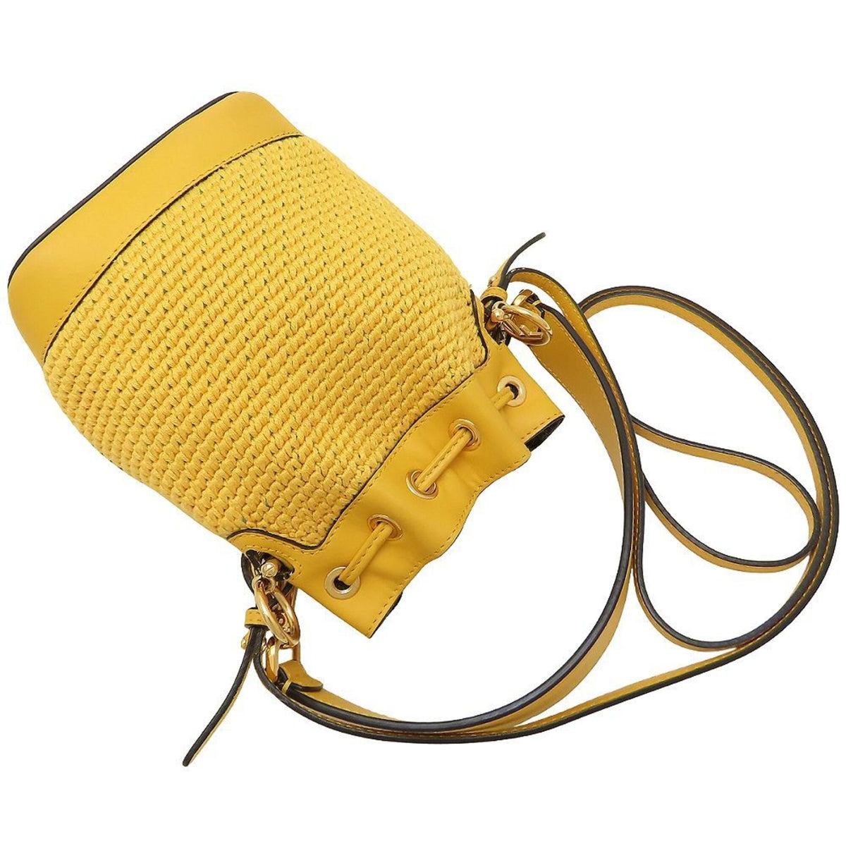 Fendi Blue Yellow Cotton Leather Shoulder Bag (Pre-Owned)