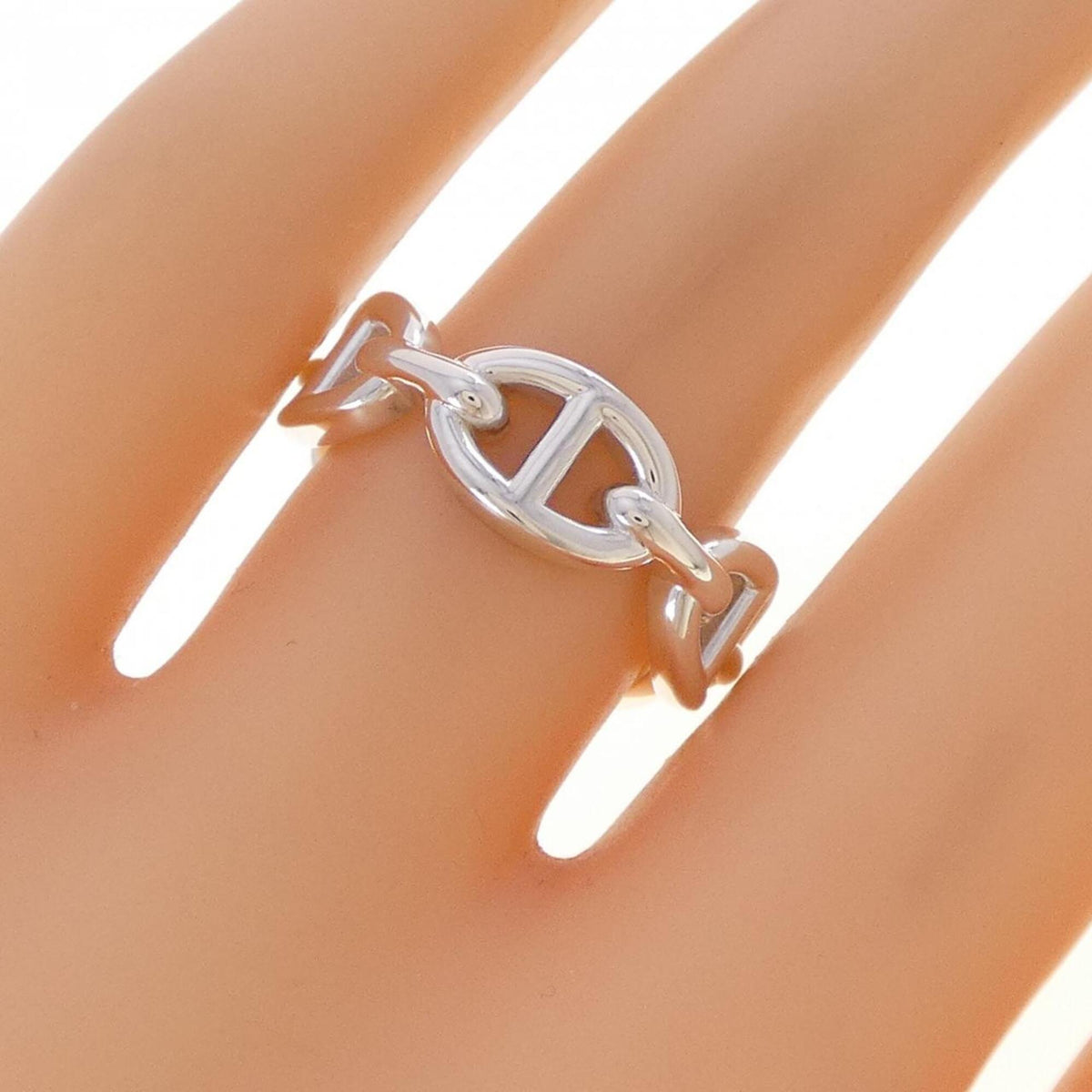 Hermes Silver 925 Band Ring (Pre-Owned)