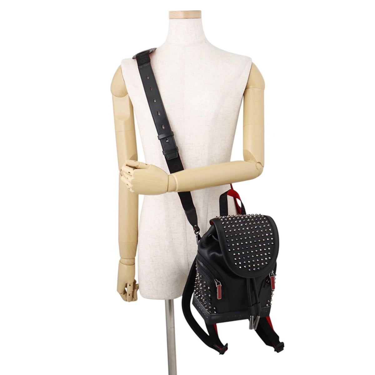 Christian Louboutin Black Red Color Leather Backpack (Pre-Owned)