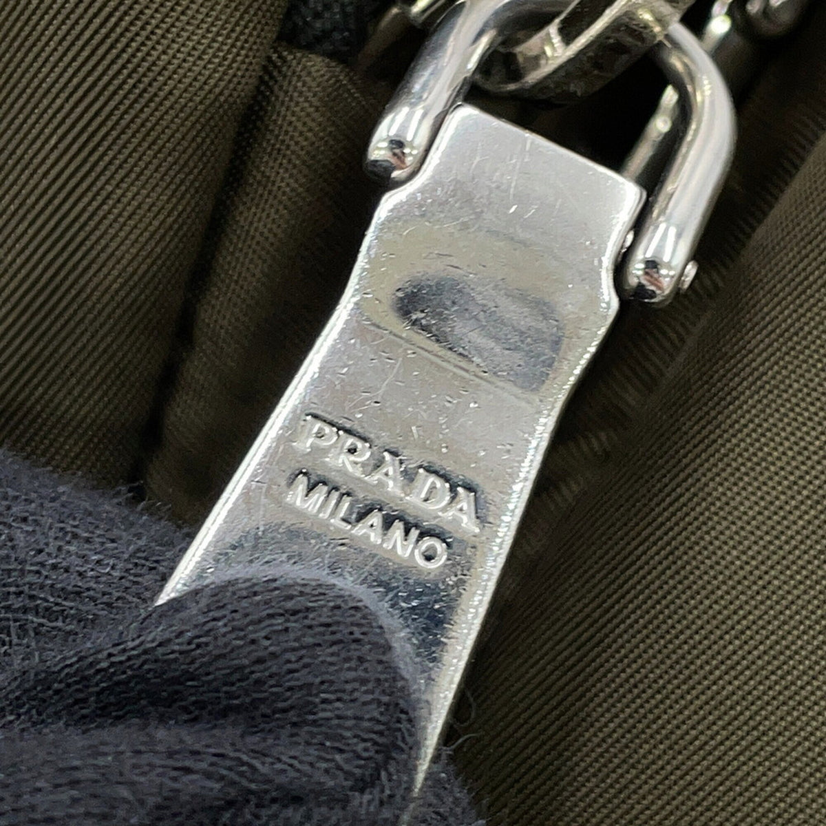 Prada Black Khaki Nylon Rubber Backpack (Pre-Owned)