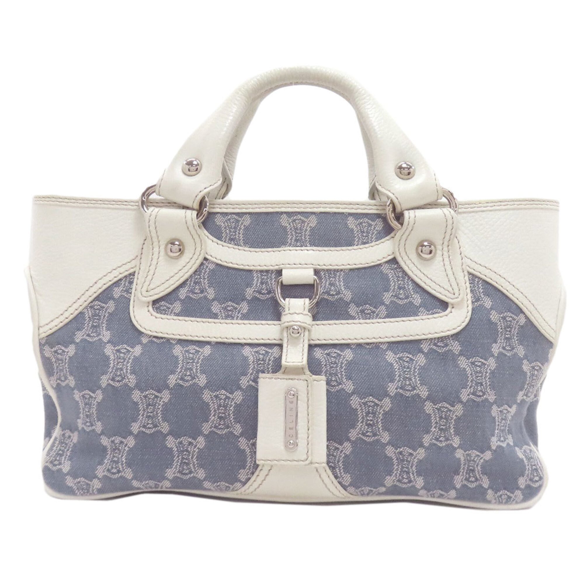 Celine Light Blue White Denim Leather Handbag (Pre-Owned)