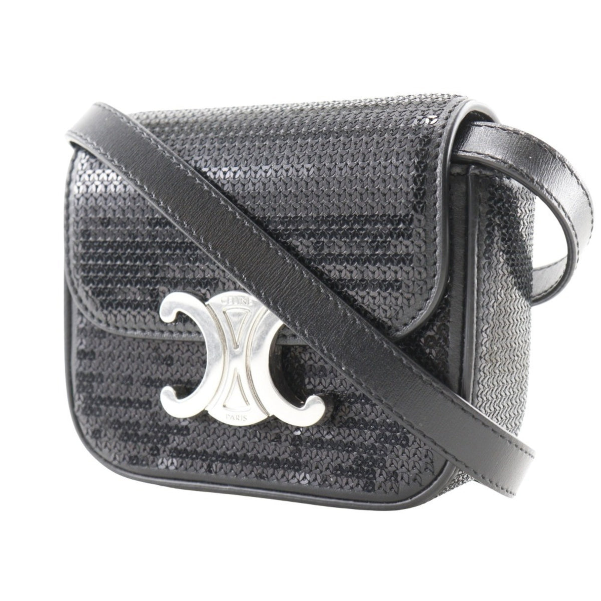 Celine Black Leather Spangles Shoulder Bag (Pre-Owned)