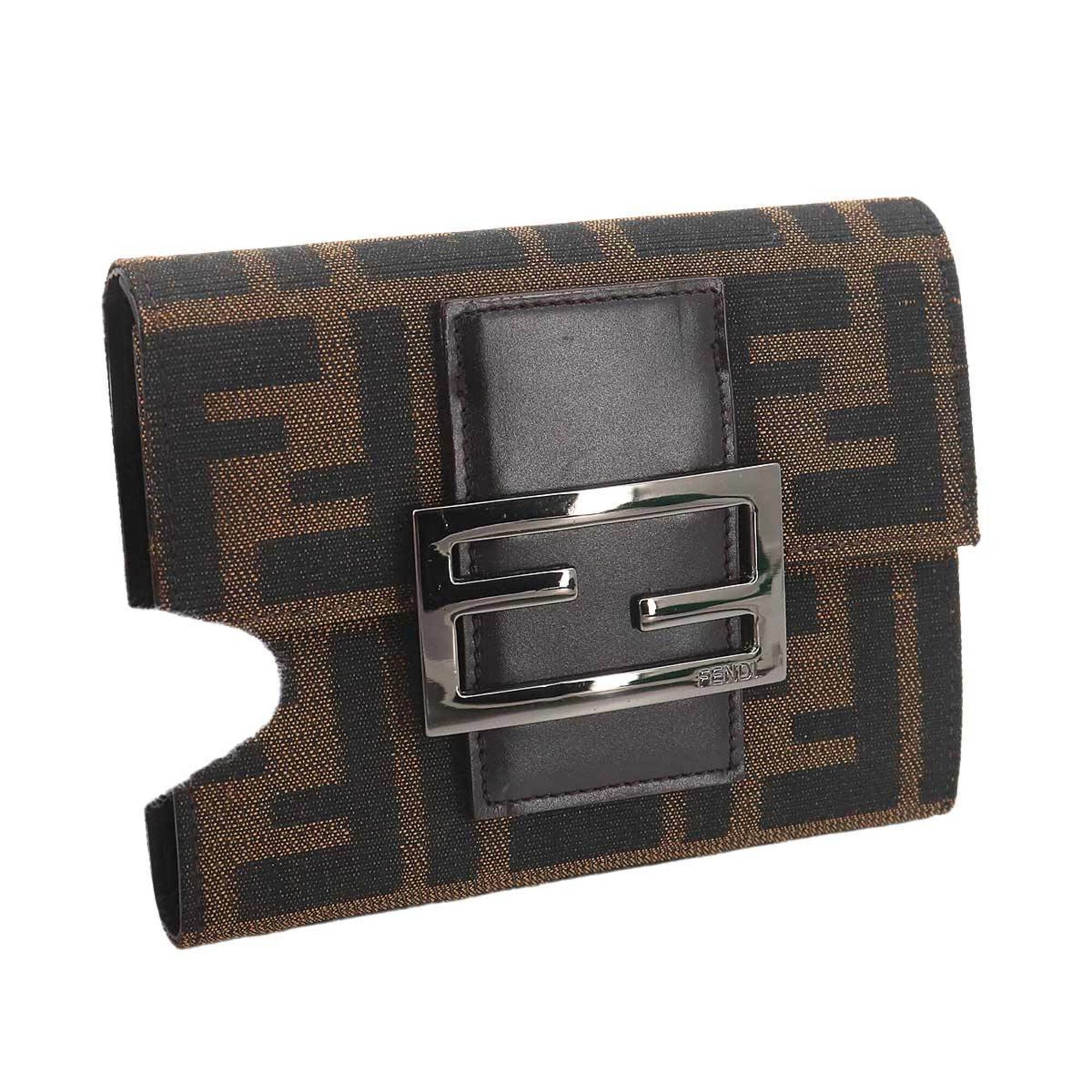 Fendi Brown Canvas Leather Wallet (Tri-Fold) (Pre-Owned)