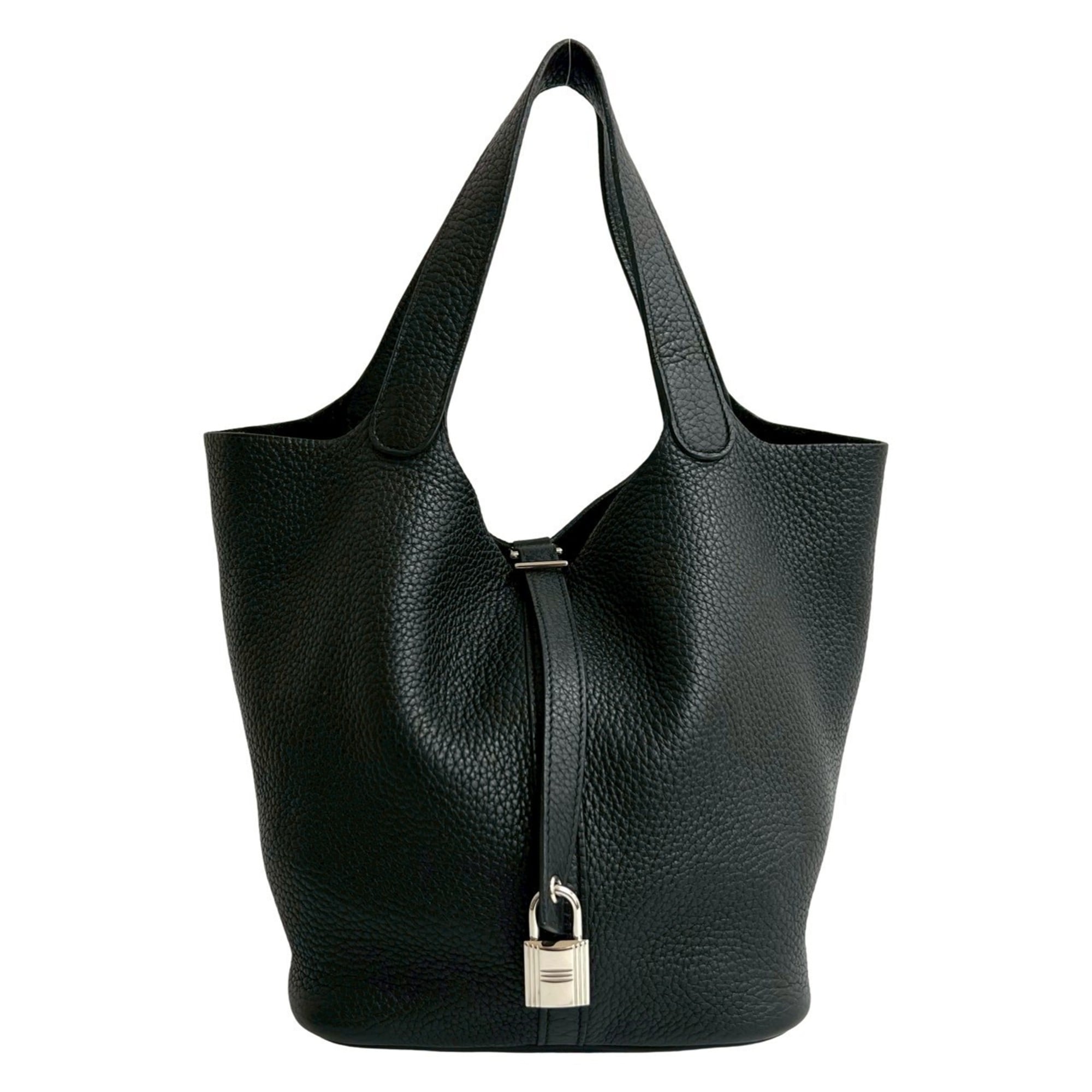 Hermes Black Taurillon Clemence Leather Handbag Tote Bag (Pre-Owned)