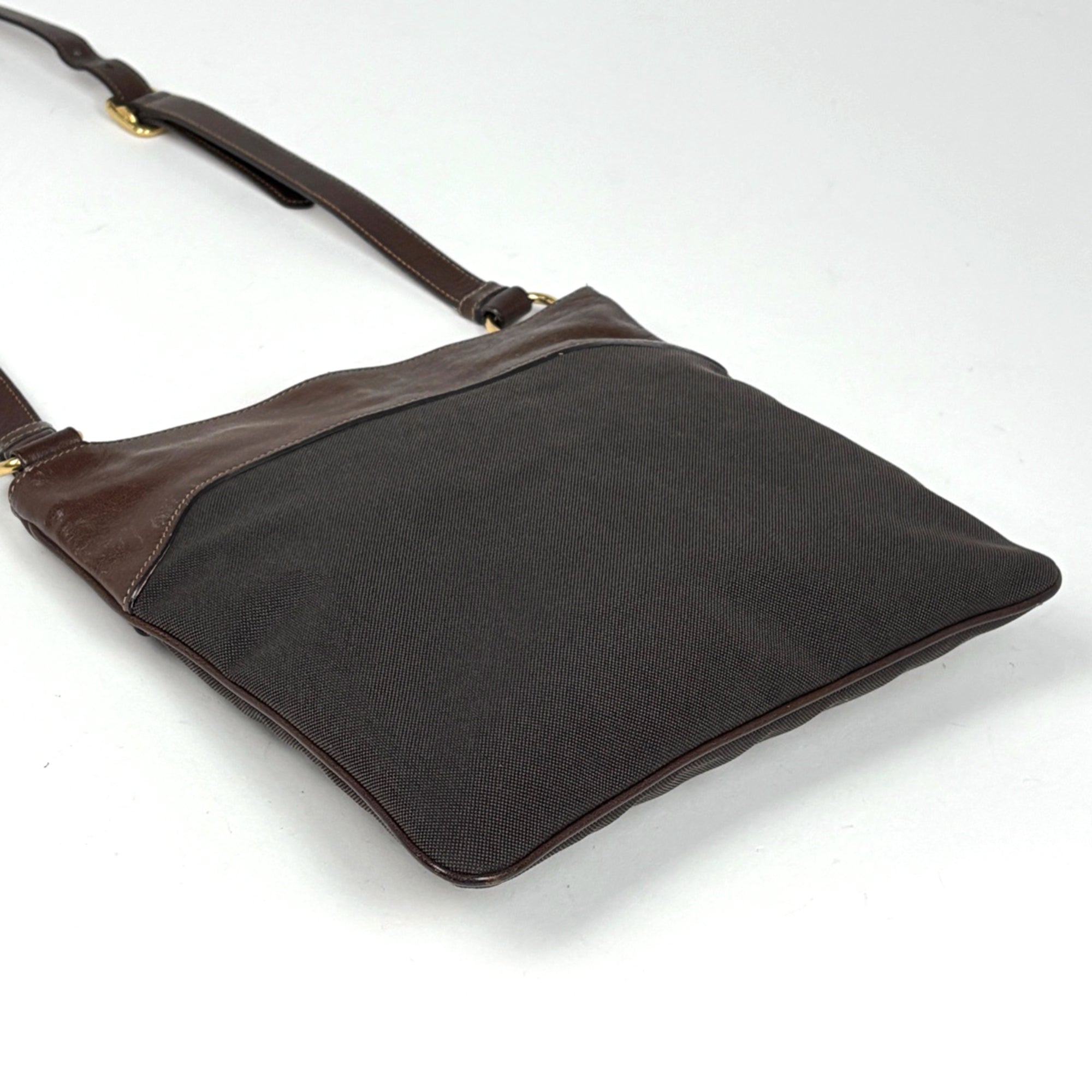 Prada Brown Canvas Shoulder Bag (Pre-Owned)