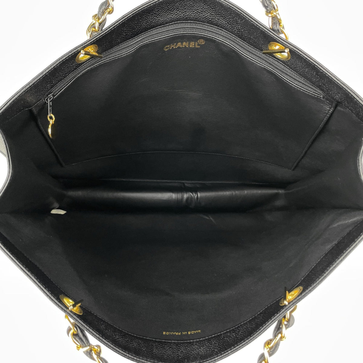 Chanel Black Grained Calfskin Tote Bag (Pre-Owned)