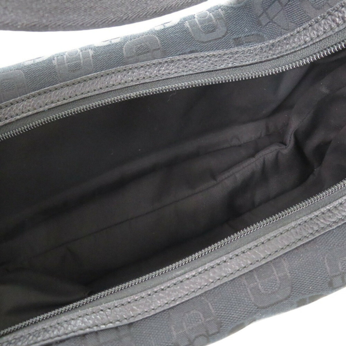 Gucci Horsebit Black Canvas Shoulder Bag (Pre-Owned)