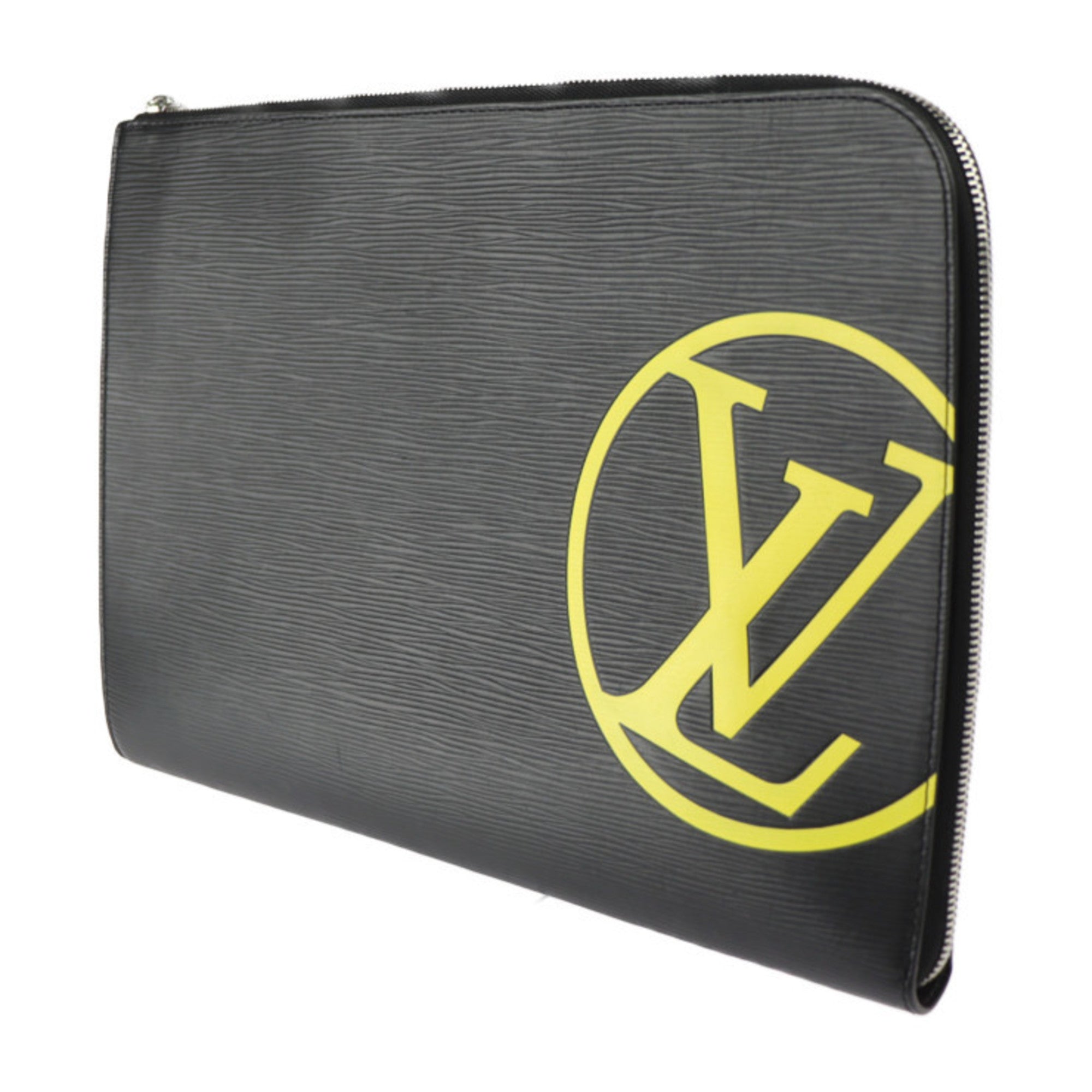 Louis Vuitton Black Yellow Epi Leather Clutch Bag Handbag Pochette Pouch (Pre-Owned)