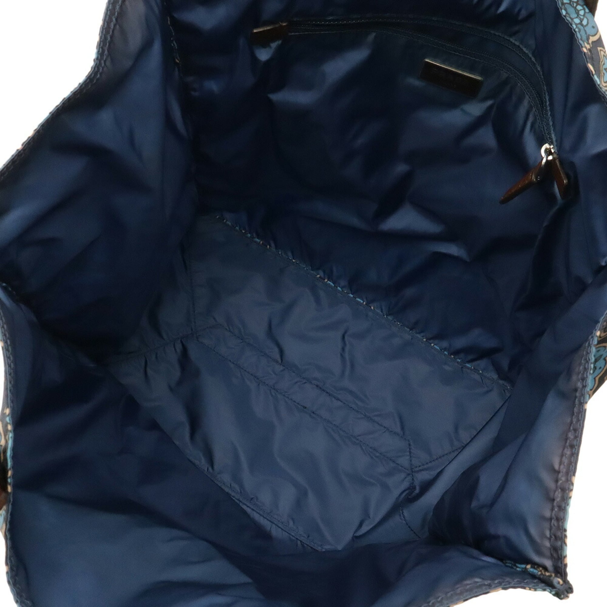 Prada Blue Brown Navy Tessuto Tote Bag (Pre-Owned)