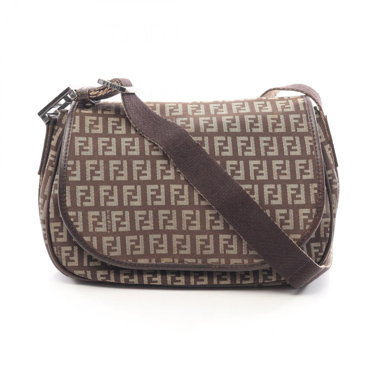 Fendi Beige Brown Canvas Leather Handbag Shoulder Bag (Pre-Owned)