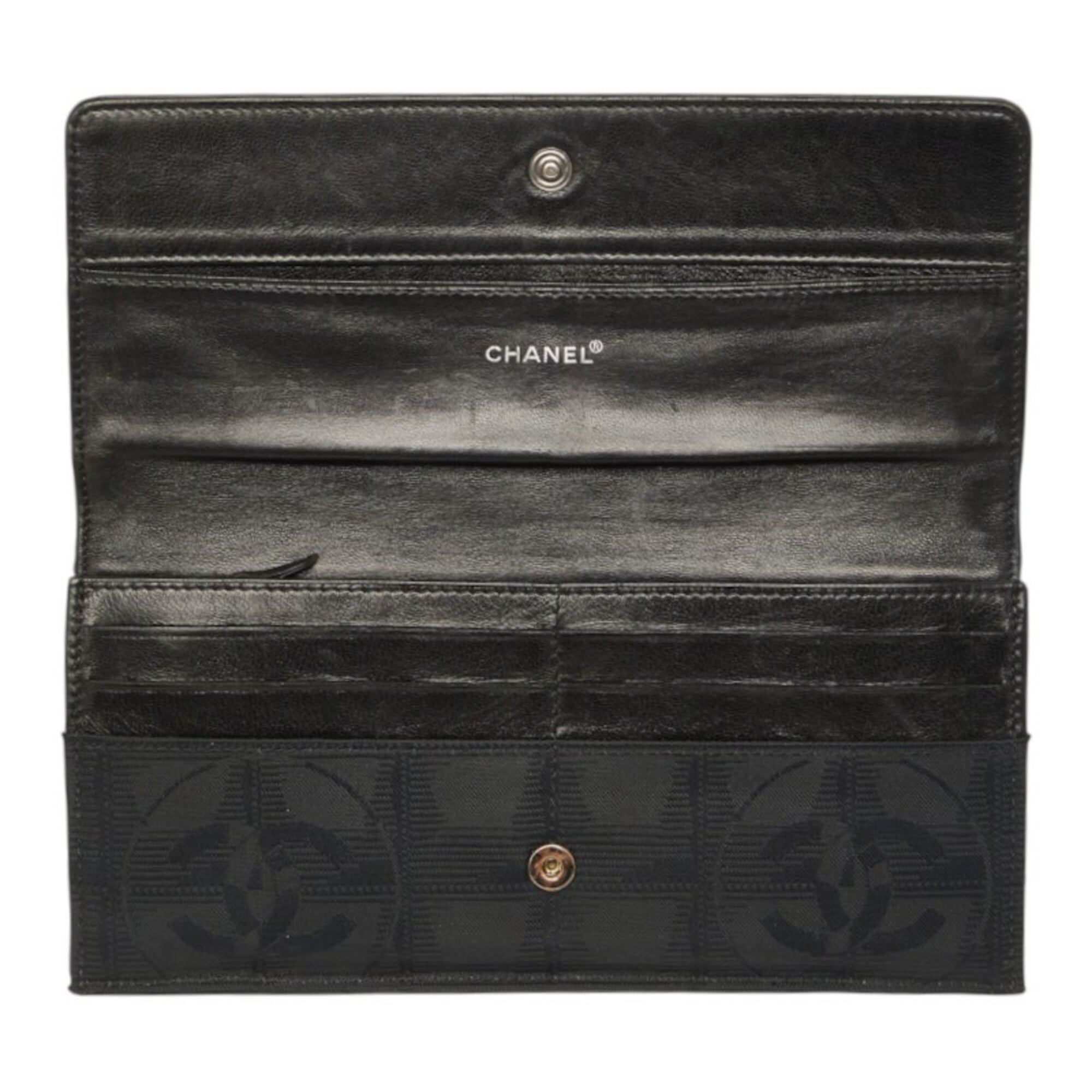 Chanel Black New Travel Line Long Wallet (Tri-Fold) (Pre-Owned)
