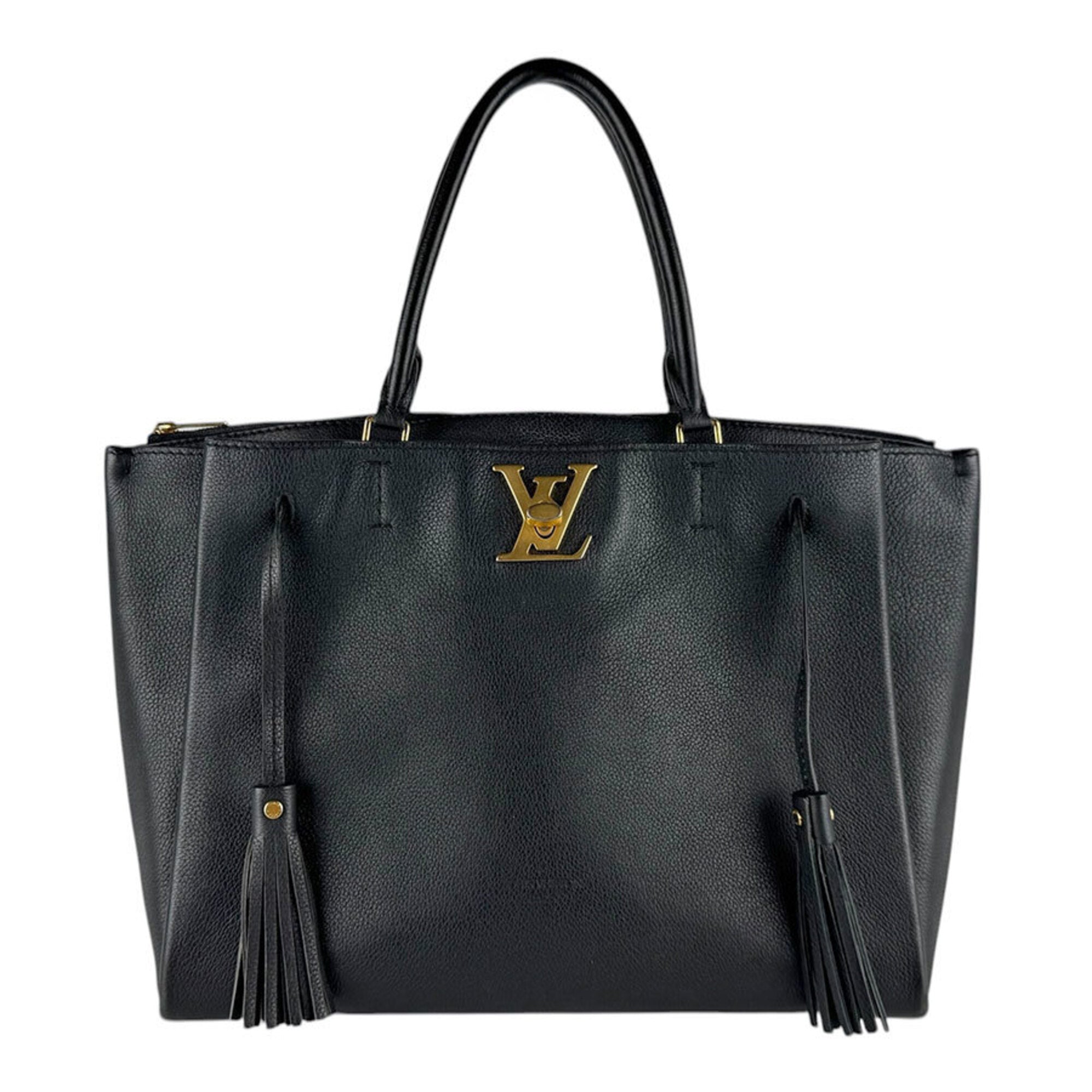 Louis Vuitton Black Leather Handbag Shoulder Bag (Pre-Owned)