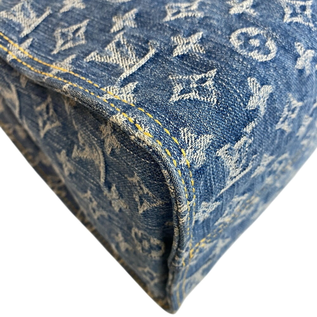 Louis Vuitton Blue Monogram Denim Leather Shoulder Bag Tote Bag (Pre-Owned)