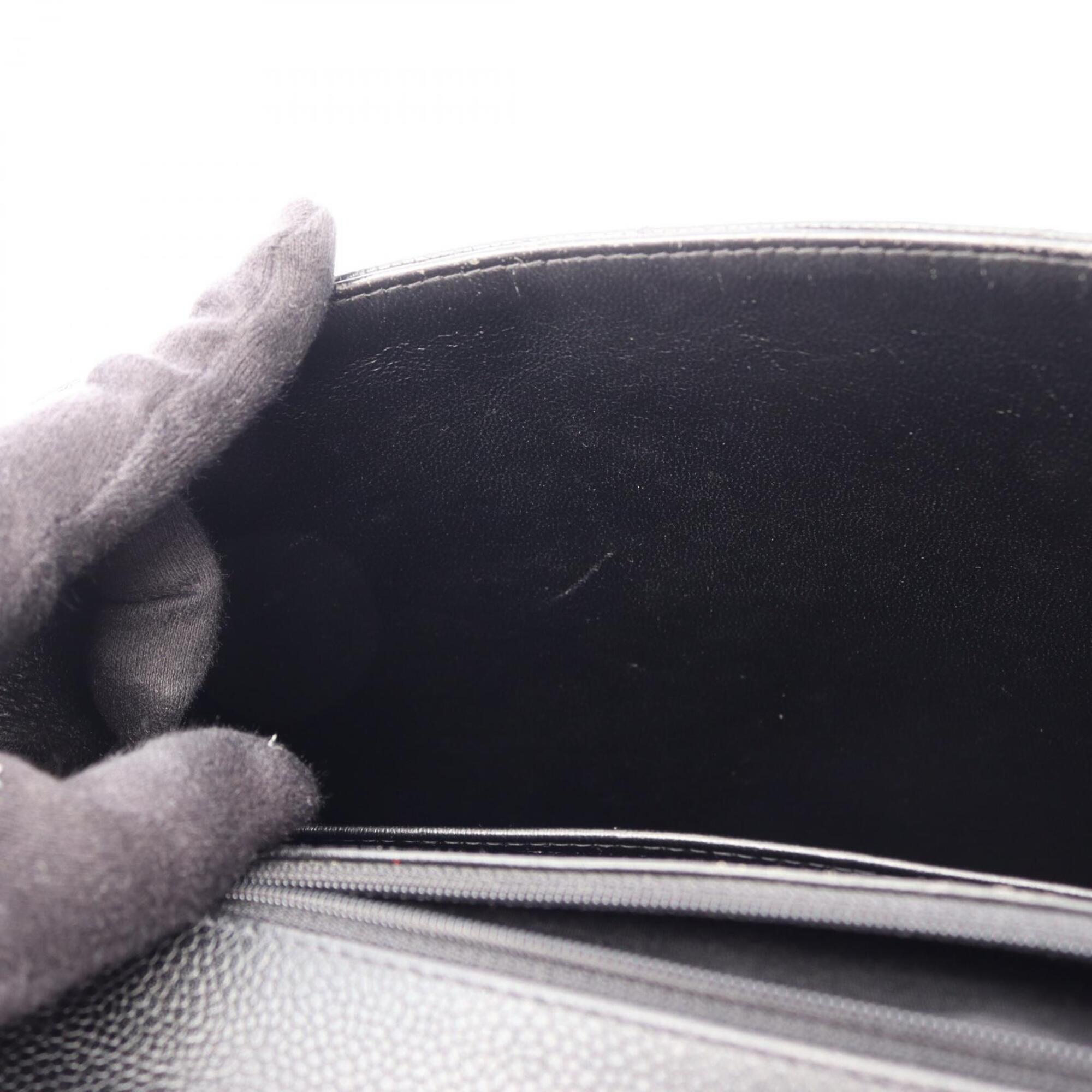 Chanel Black Grained Calfskin Briefcase Handbag (Pre-Owned)