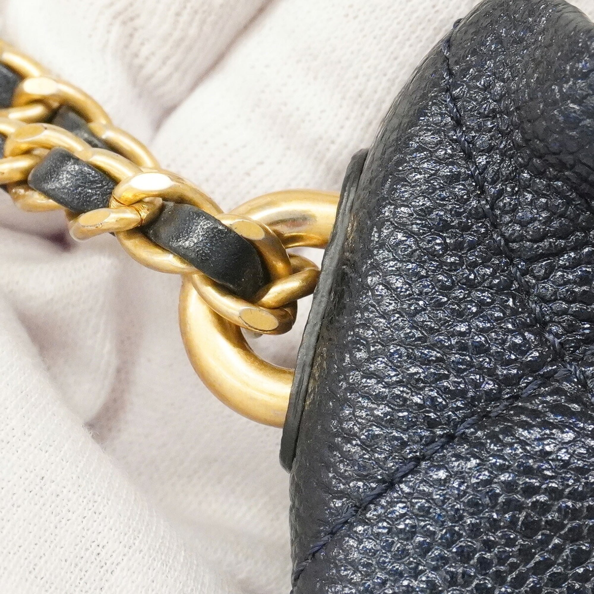 Chanel Navy Grained Calfskin Handbag (Pre-Owned)