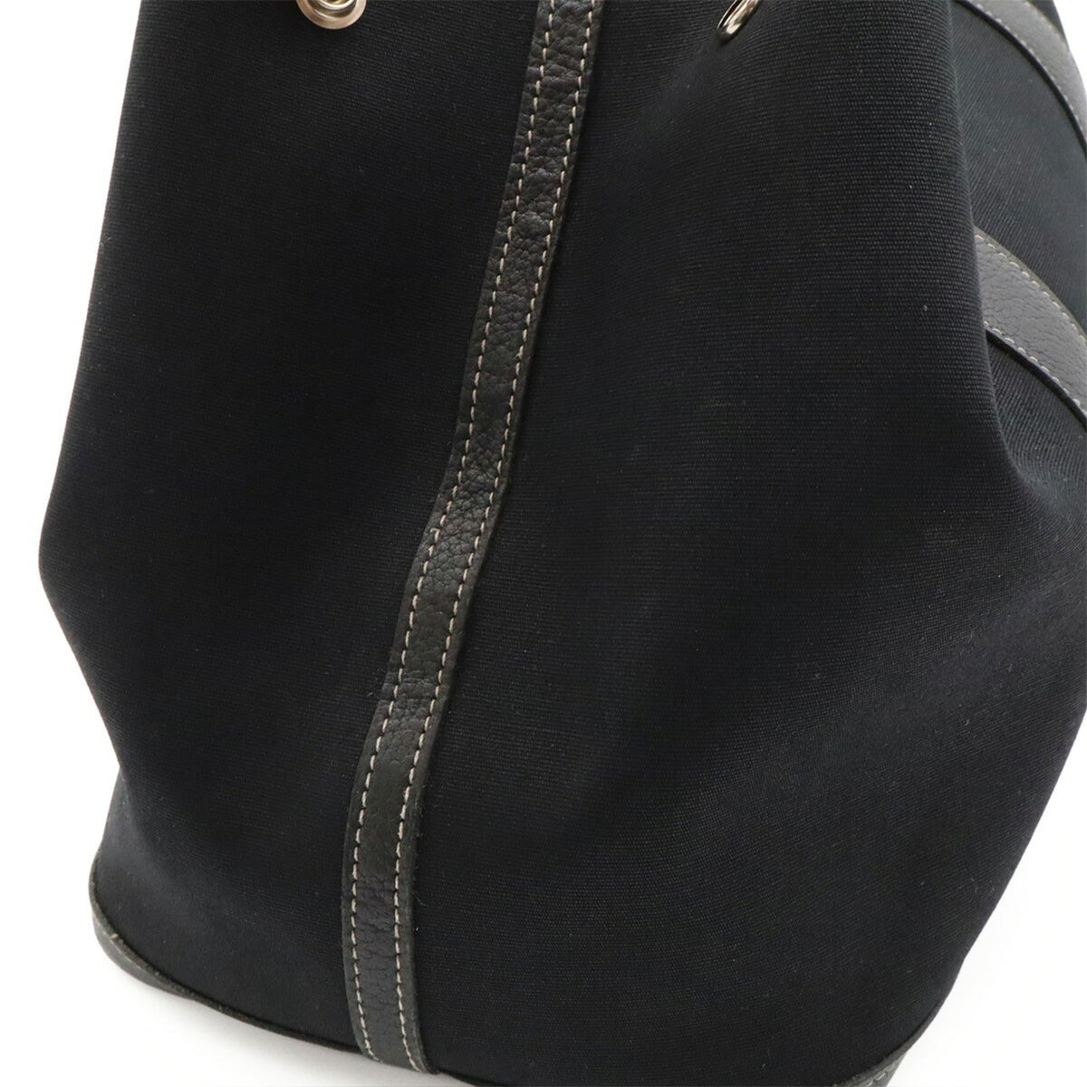Hermes Black Toile Officier Shoulder Bag Tote Bag (Pre-Owned)