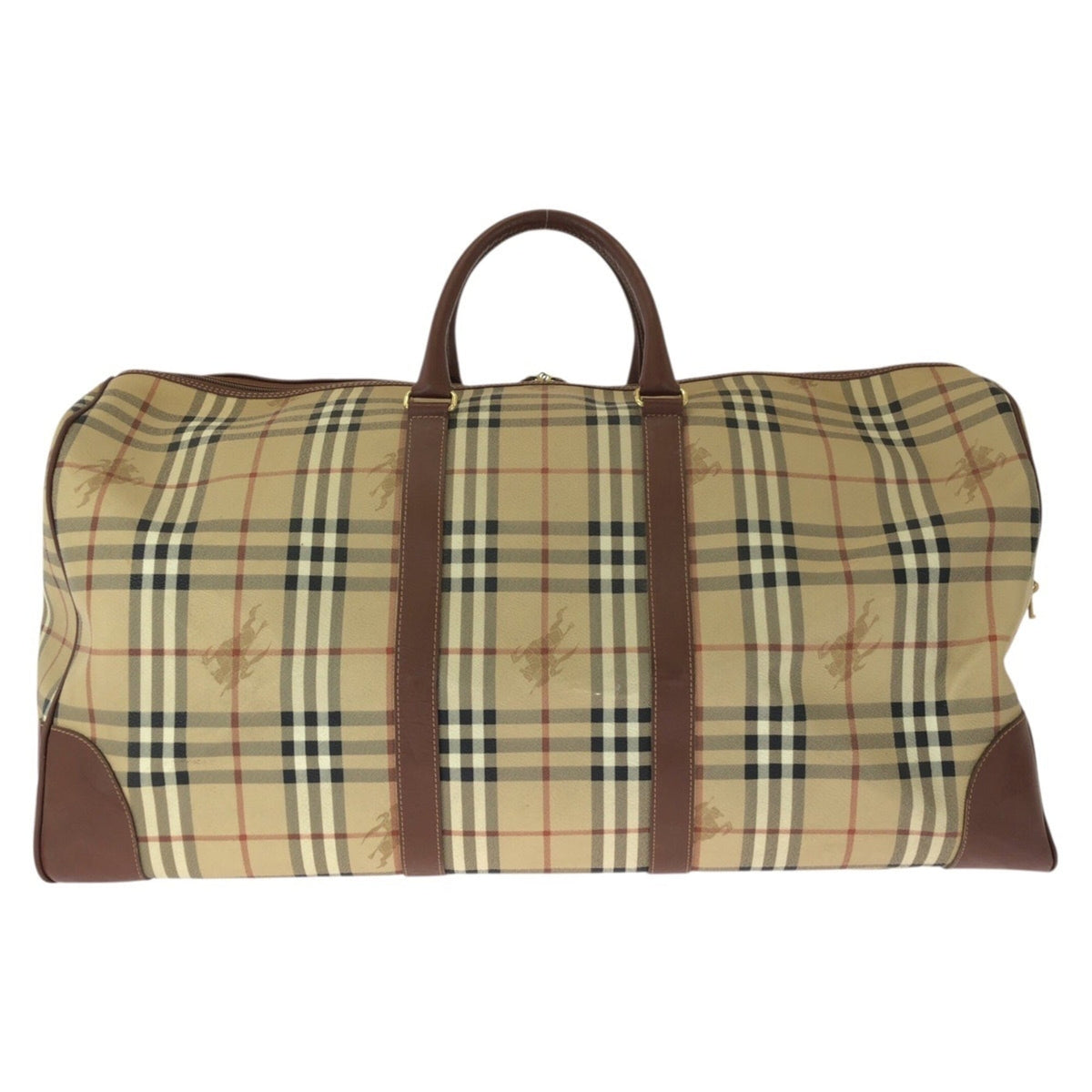 Burberry Beige Brown Pvc Leather Boston Bag Handbag (Pre-Owned)