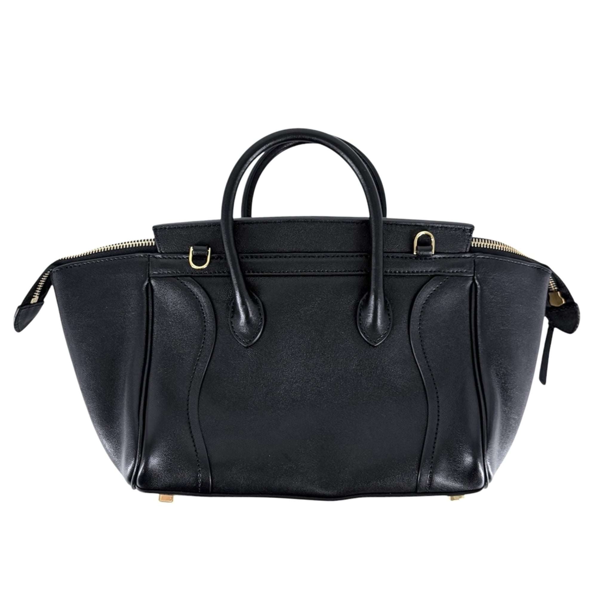 Celine Black White Leather Handbag Shoulder Bag (Pre-Owned)