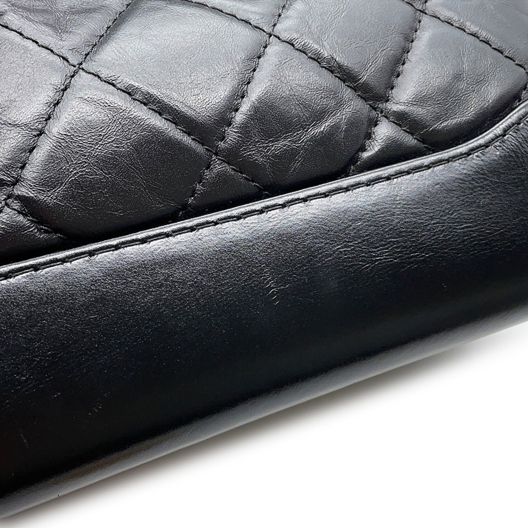 Chanel Gabriel Black Leather Handbag Shoulder Bag (Pre-Owned)